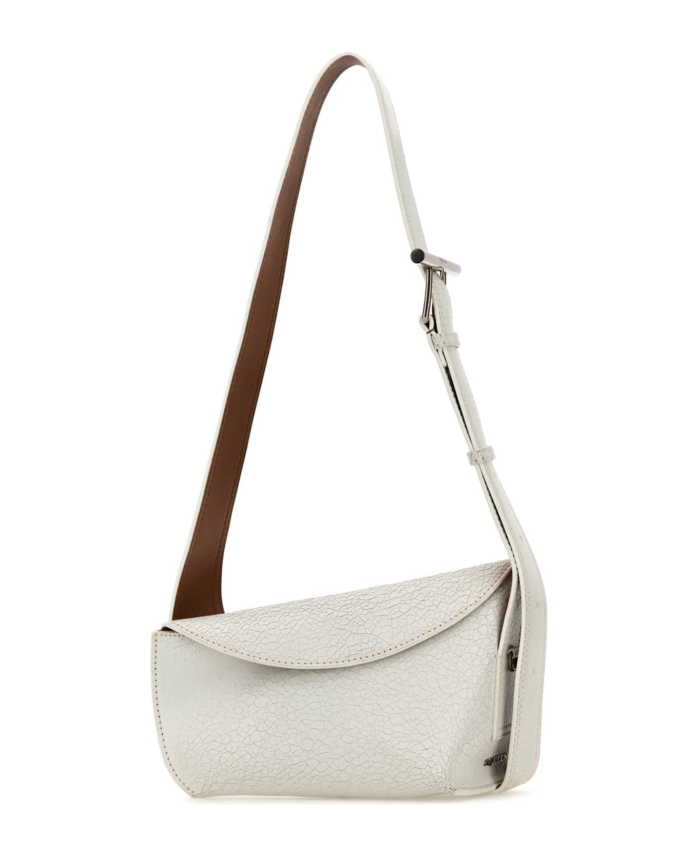 Alexander McQueen White Leather Sling Crossbody Bag - WHITECOGNACSILVER