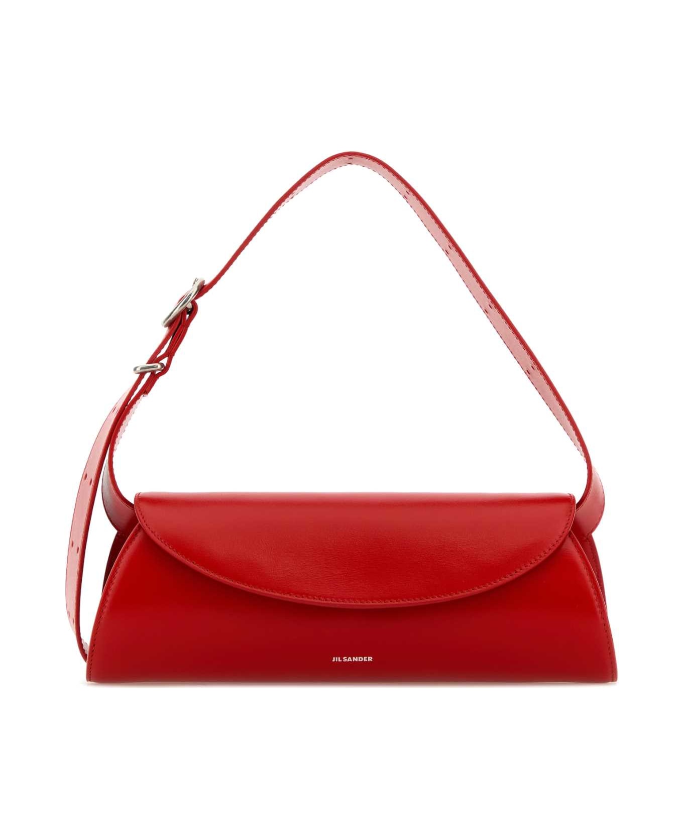 Jil Sander Red Leather Small Cannolo Crossbody Bag - RED
