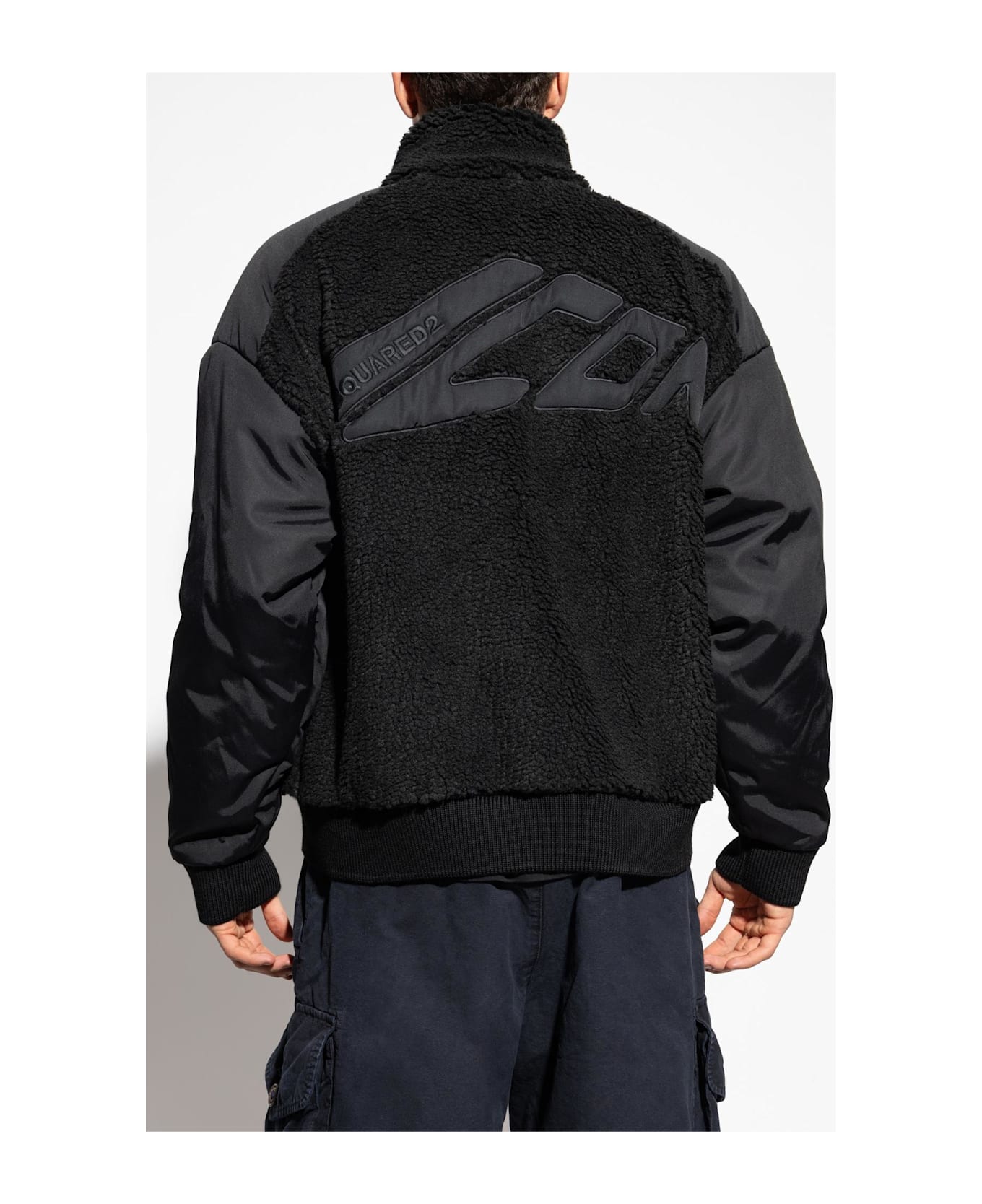 Dsquared2 Fleece Sweatshirt With A Stand-up Collar - Black