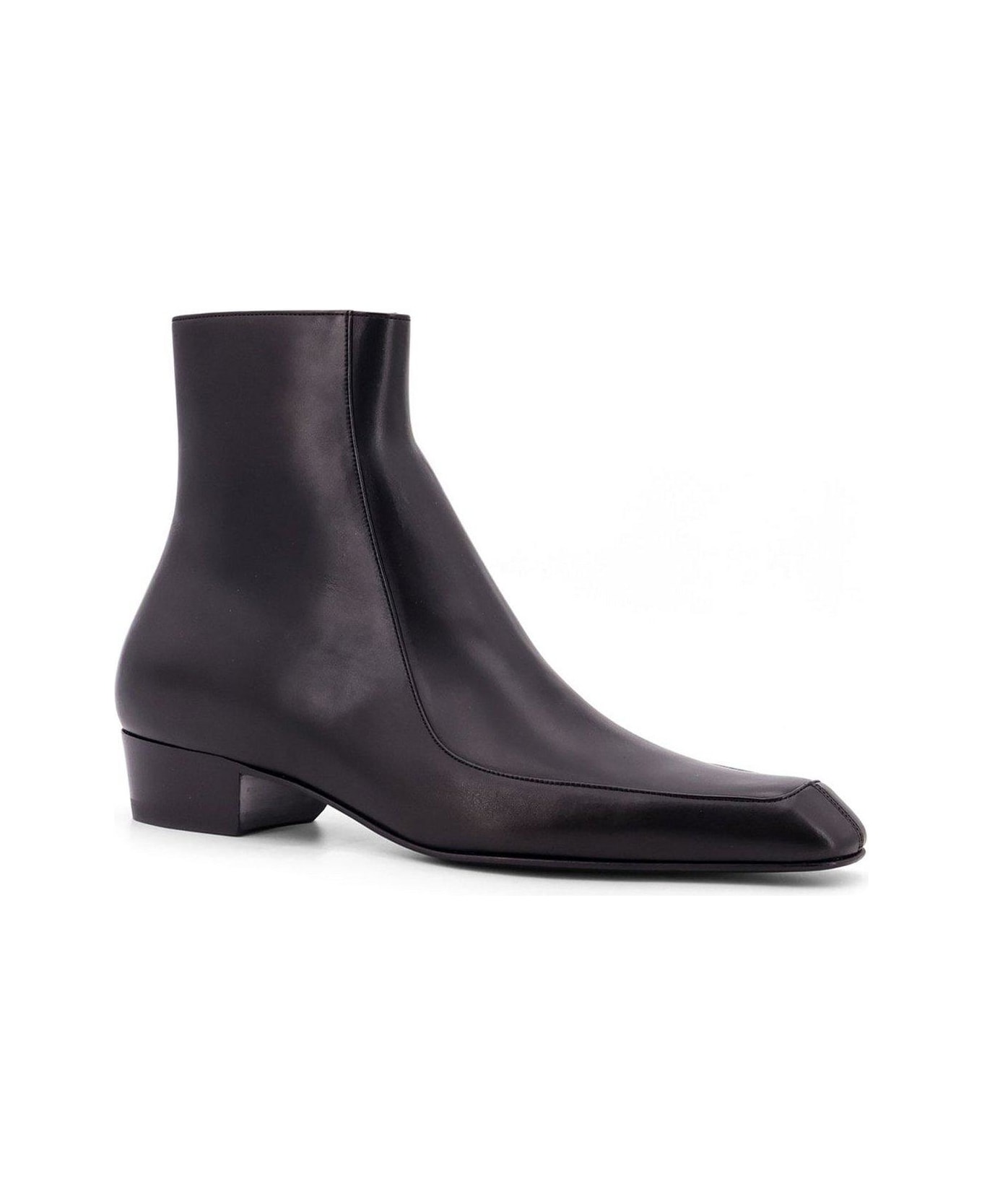 Saint Laurent Augustin Zip Detailed Ankle Boots - Black