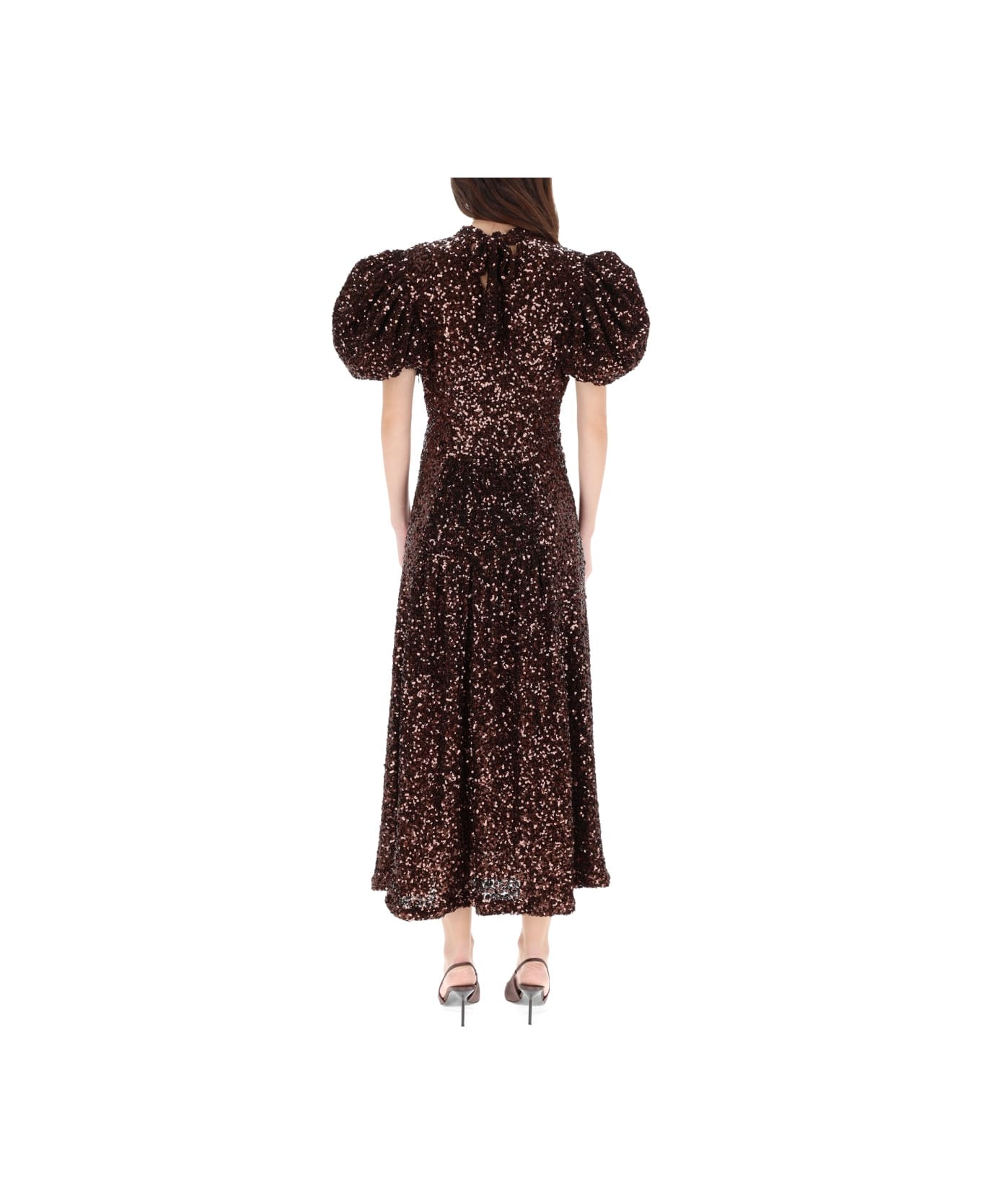 Rotate by Birger Christensen Midi Dress With Sequins - BROWN
