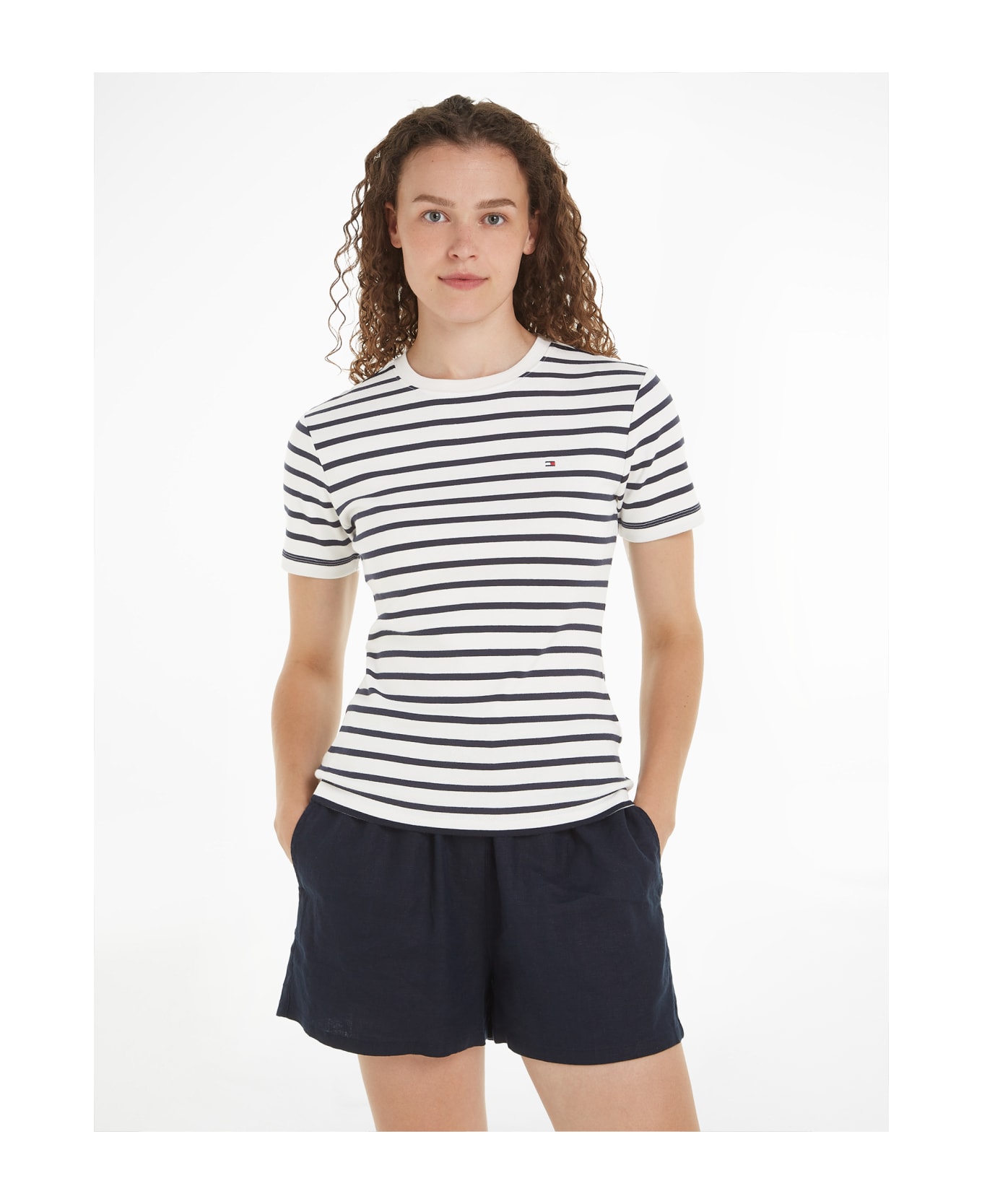 Tommy Hilfiger Striped T-shirt With Mini Logo - BRETON ECRU/DESERT SKY