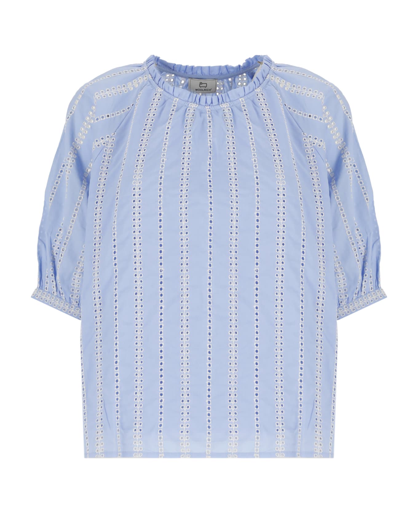 Woolrich Embroidered Short-sleeved Blouse Woolrich - Light Blue