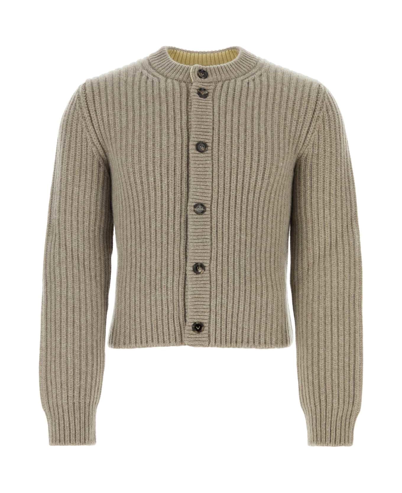 Bottega Veneta Dove Grey Wool Blend Cardigan - SANDMELANGE