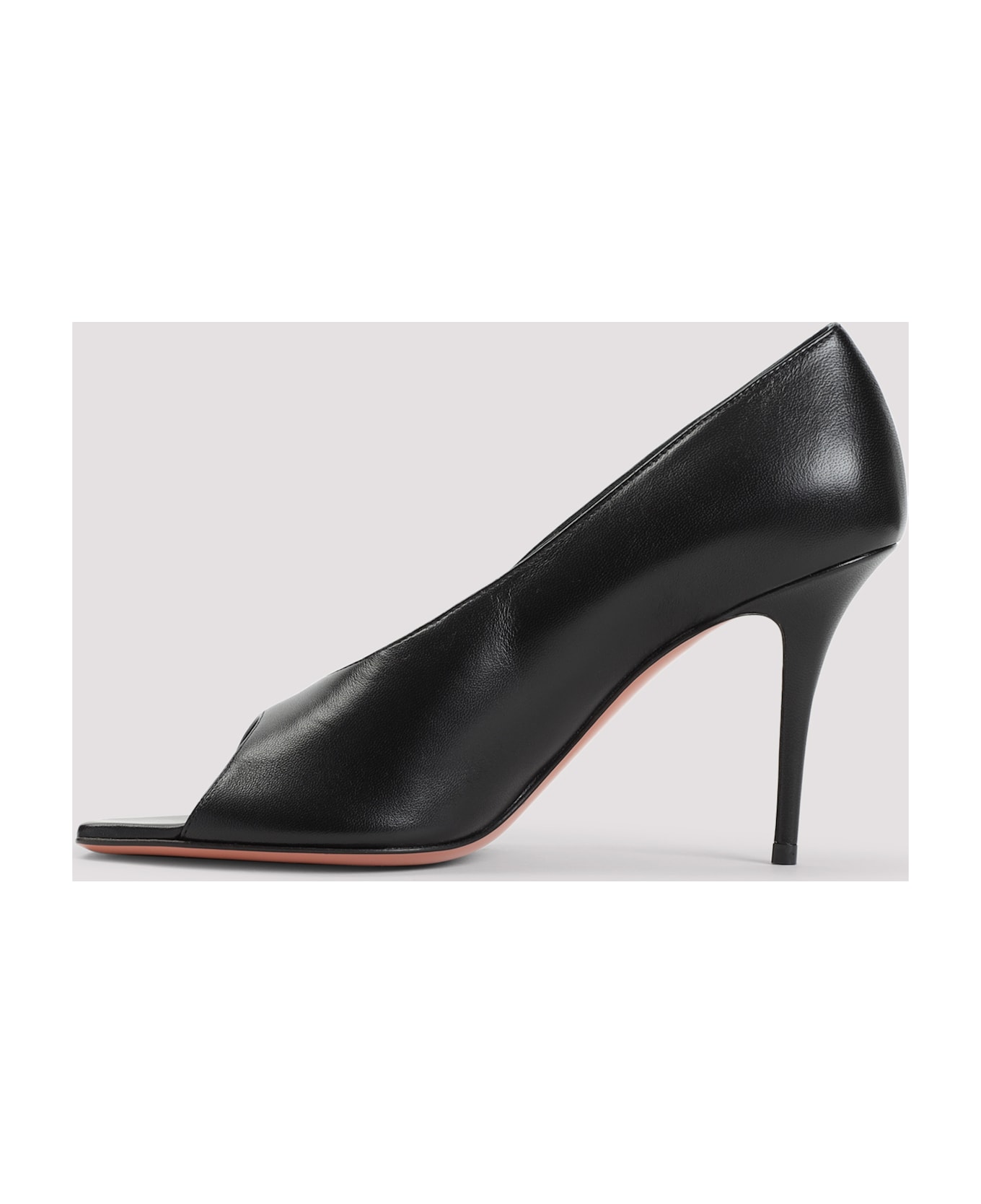 Amina Muaddi Julianne 90 Peep Toe Nappa Pumps - Black