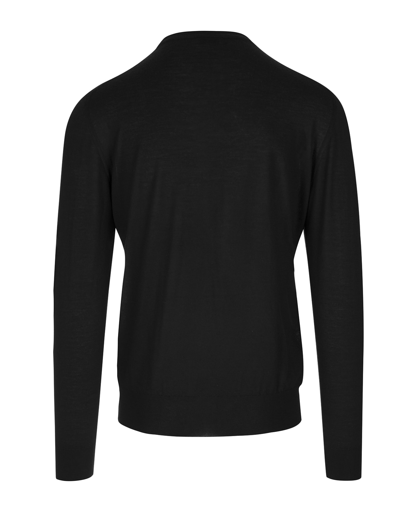Fedeli Man Crew Neck Pullover In Black Cashmere - Black