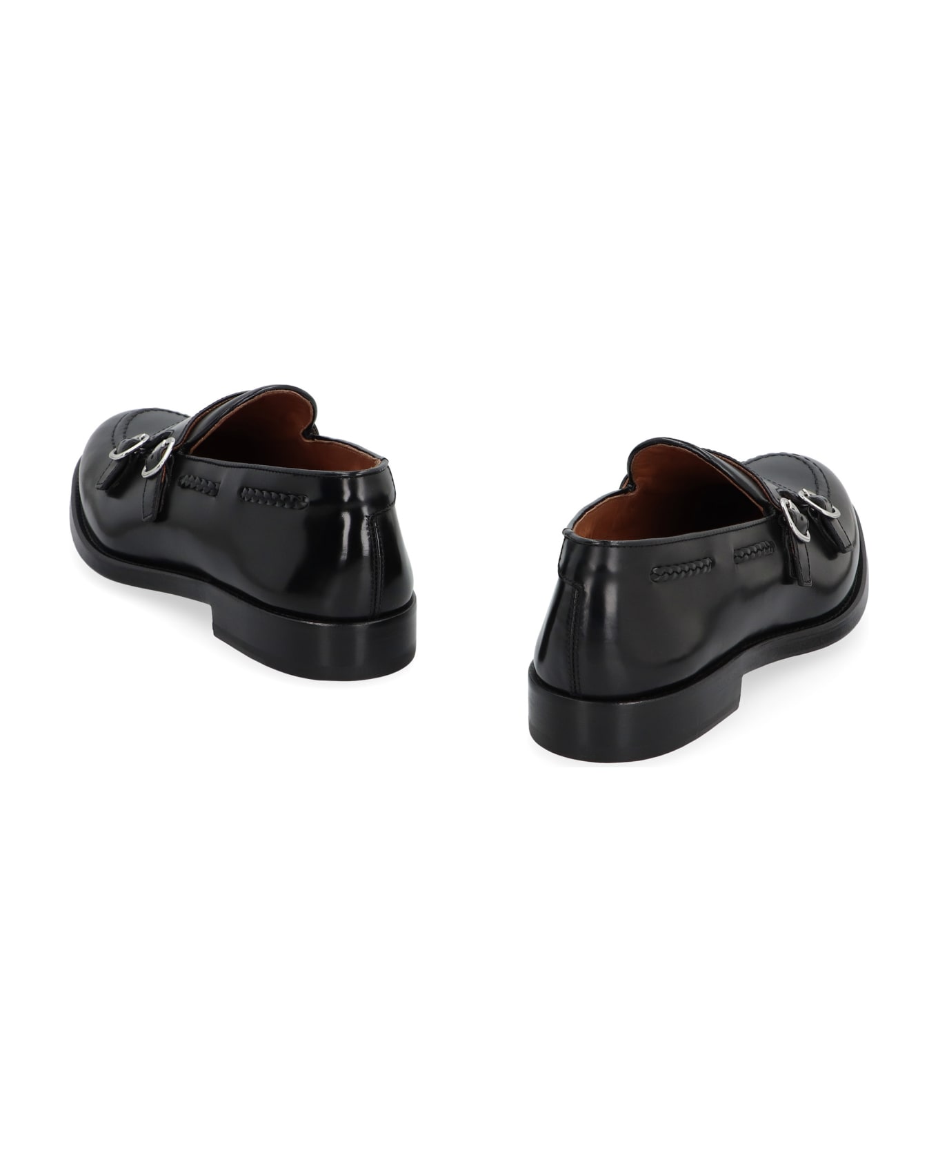 Doucal's Leather Monk-strap Shoes - black ローファー＆デッキシューズ