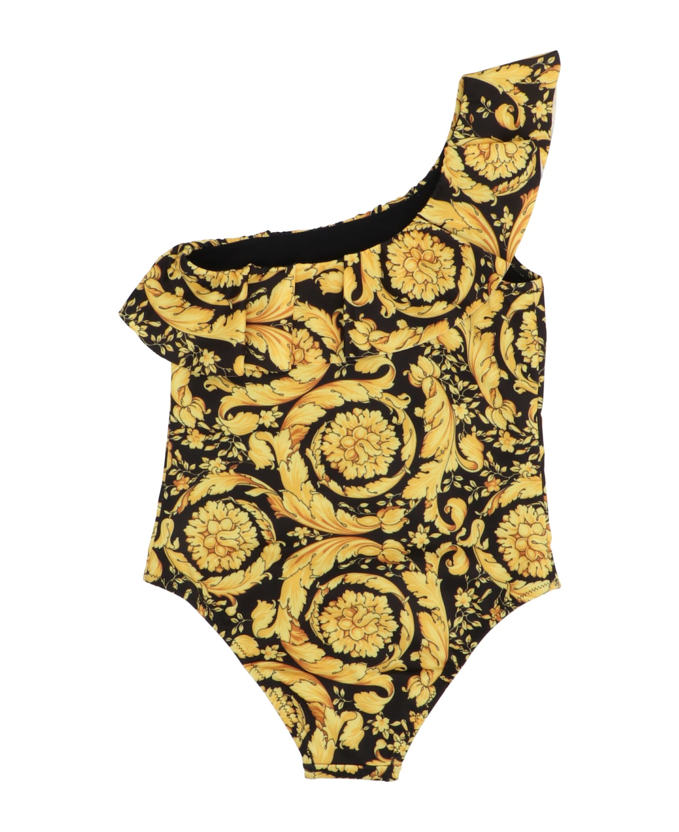 Versace 'baroque Ss92' One-piece Swimsuit - Black/gold