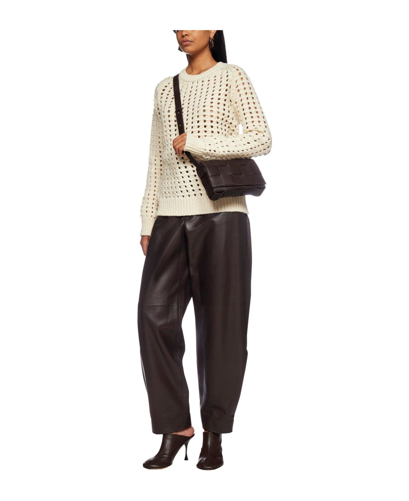Bottega Veneta Openknitted Crewneck Jumper - WHITE