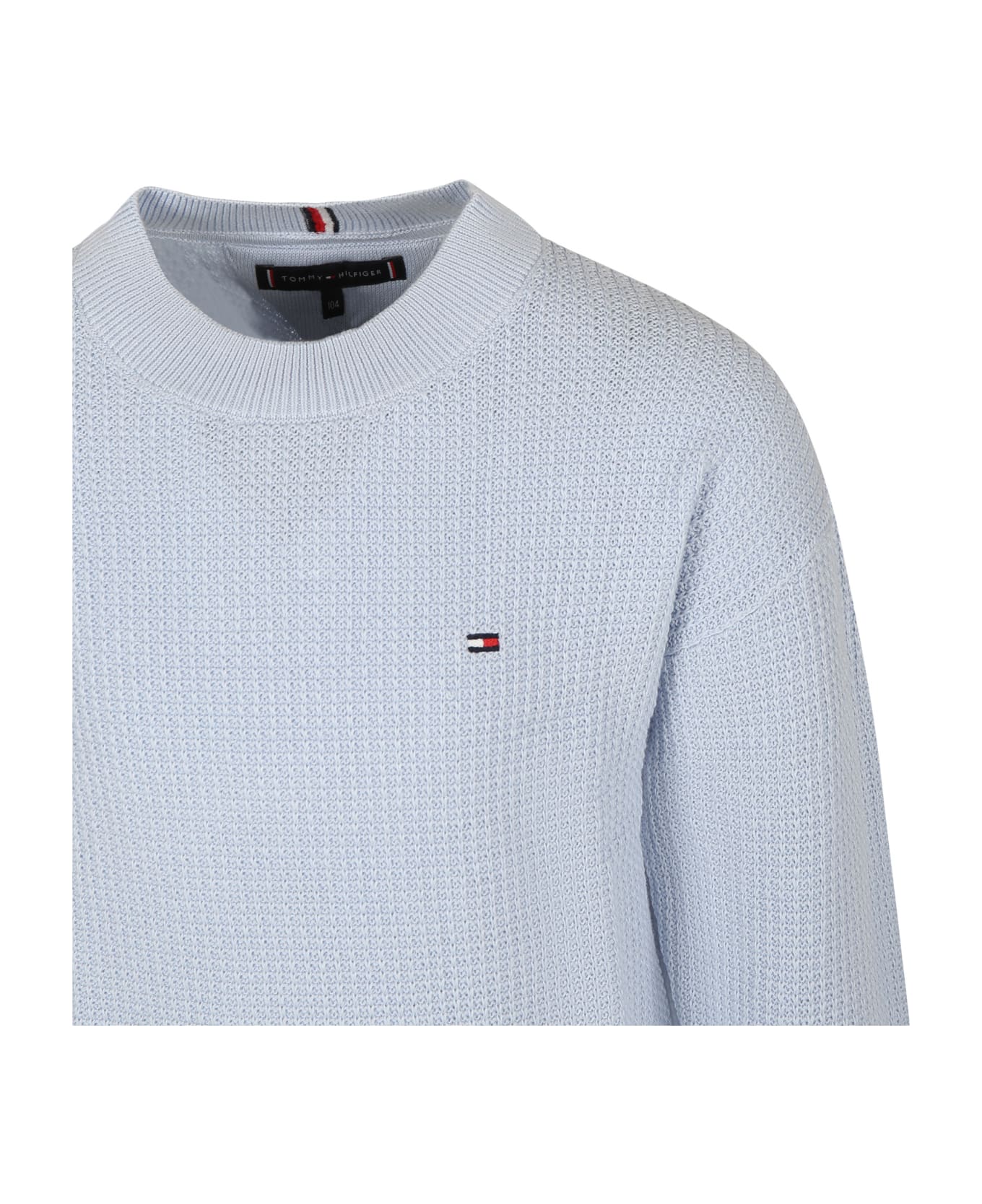 Tommy Hilfiger Sky Blue Sweater For Boy With Logo - Light Blue
