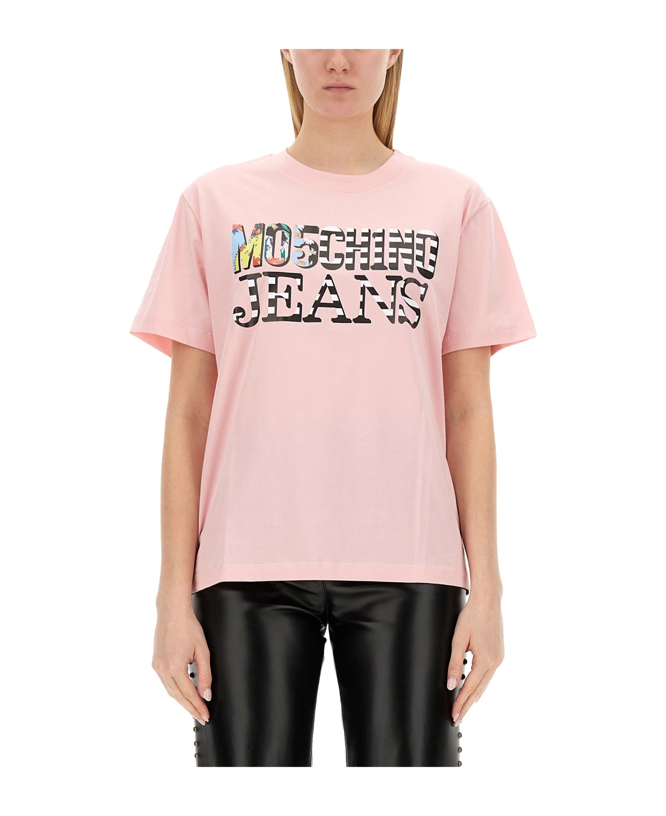 M05CH1N0 Jeans T-shirt With Logo - Pink