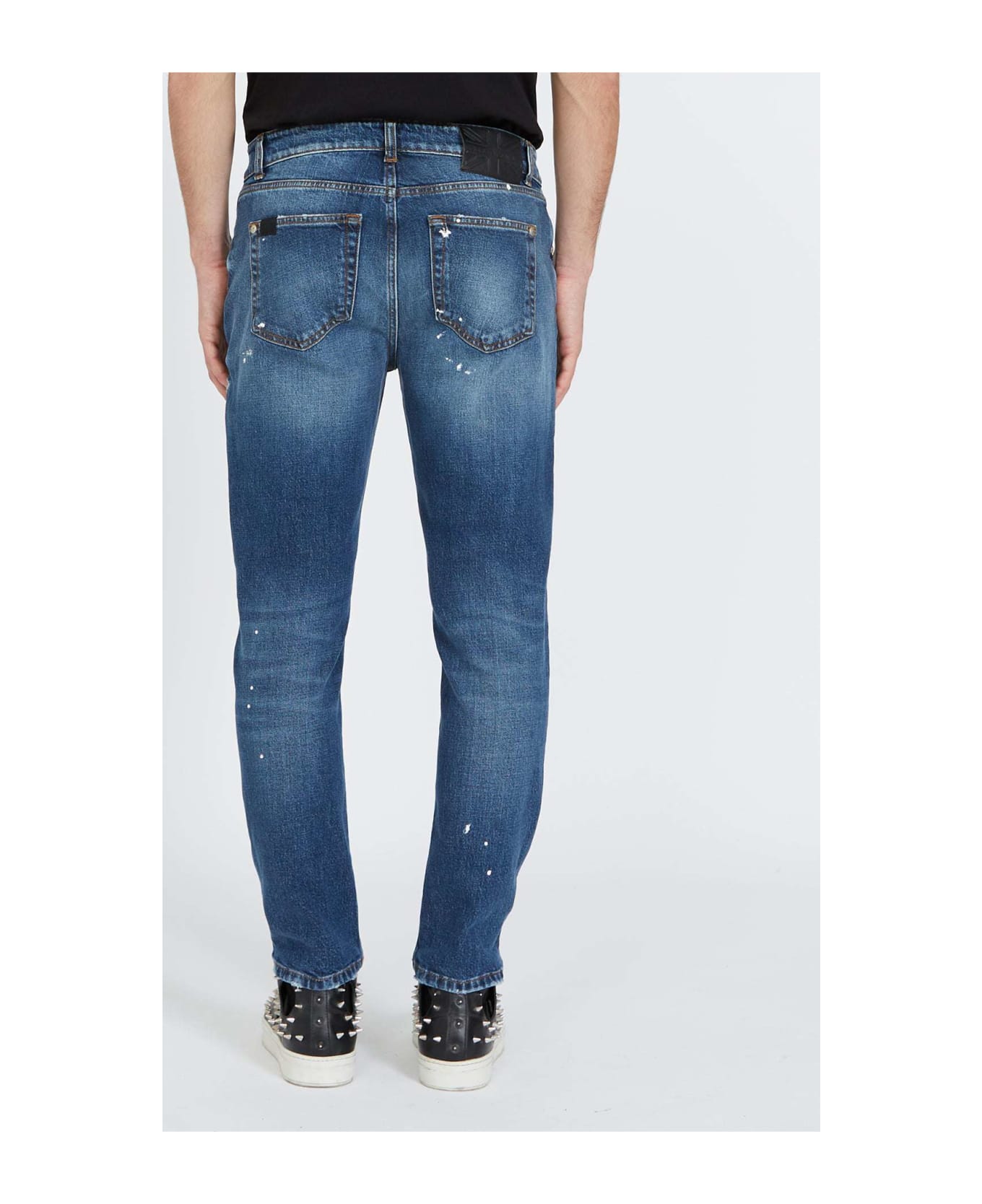 John Richmond Slim Jeans With Tears On The Front - Blu
