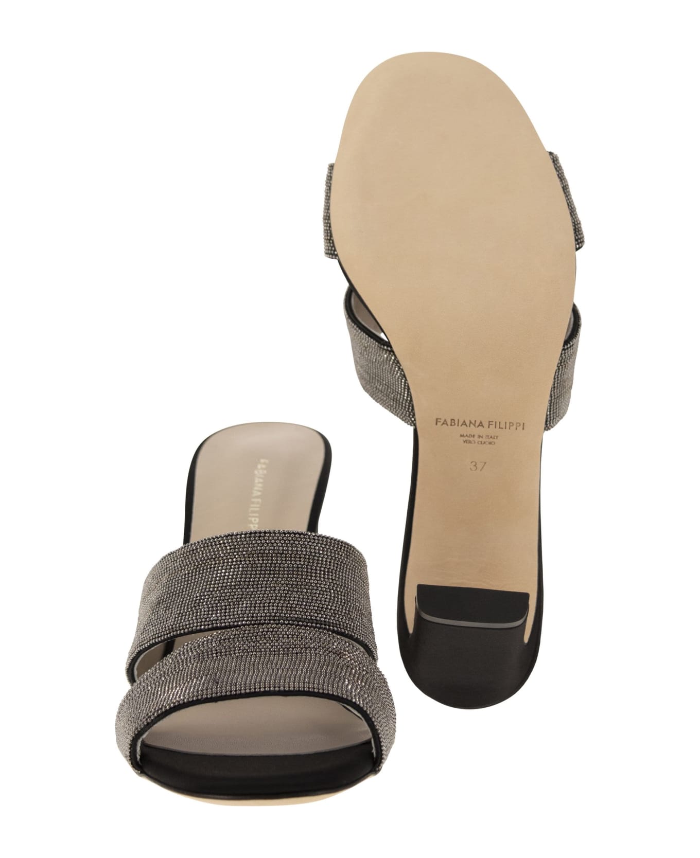 Fabiana Filippi Leather Sandal With Bright Bands - Black