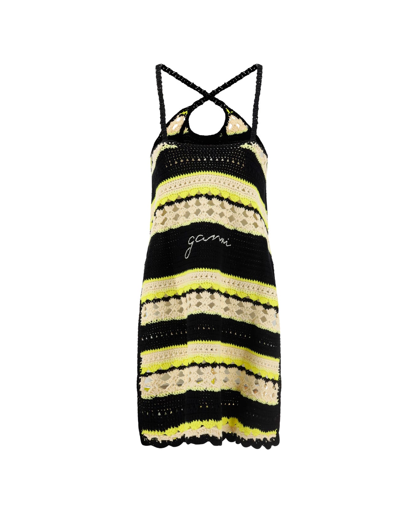 Ganni Crochet Slip Dress - Golden Kiwi