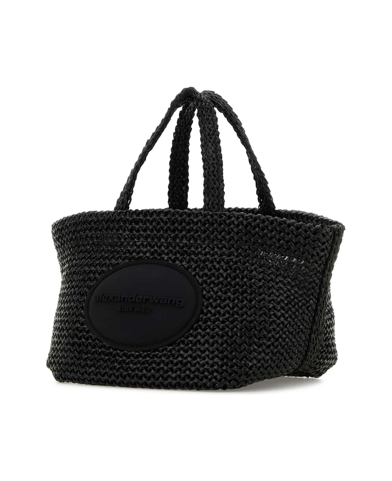 Alexander Wang Punch Small Raffia Handbag - BLACK