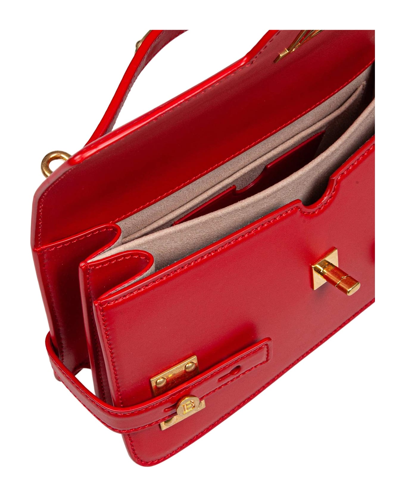 Balmain B-buzz Red Leather Handbag - Rouge