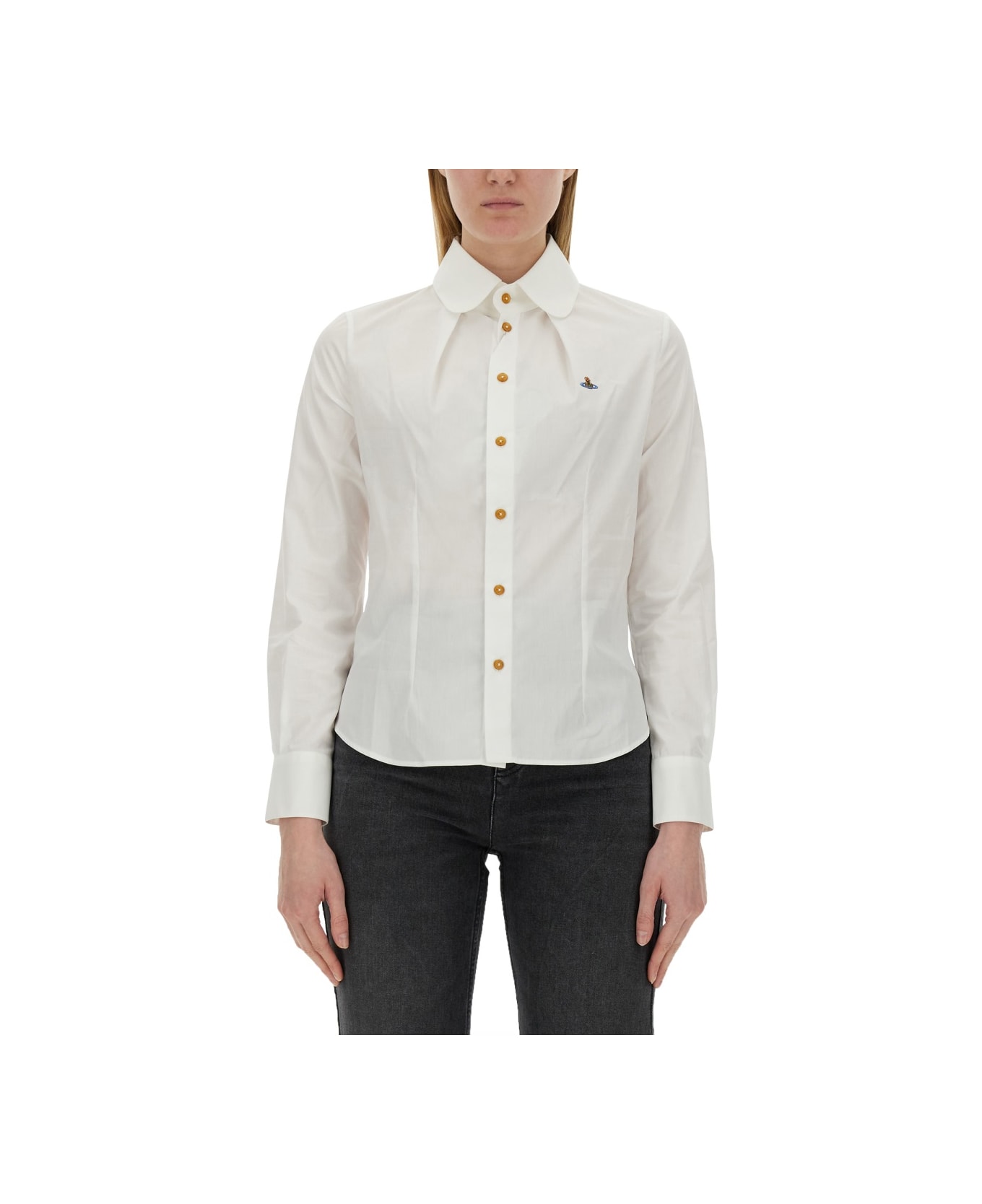 Vivienne Westwood Shirt With Orb Embroidery - WHITE