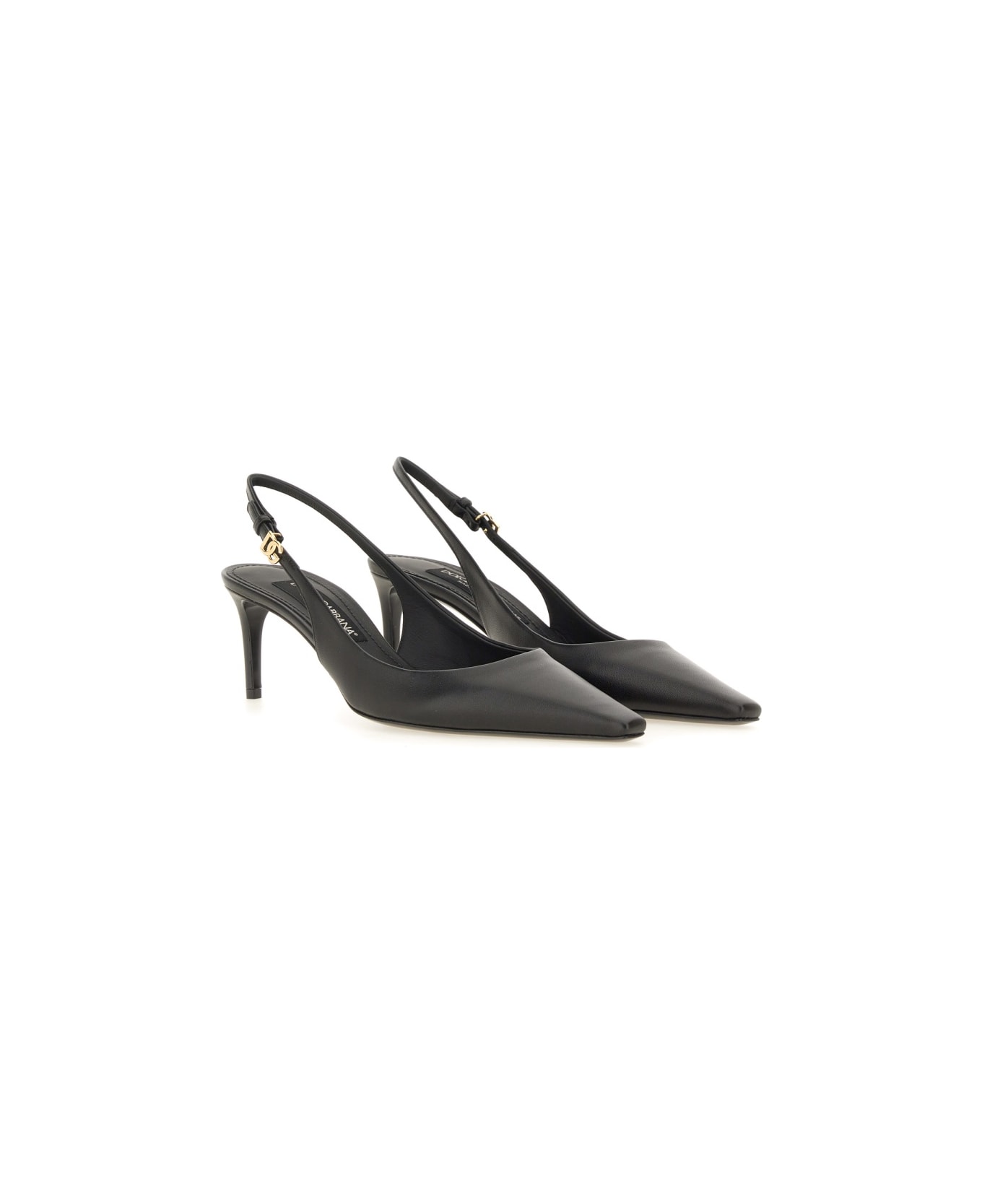 Dolce & Gabbana Slingback With Logo - Nero