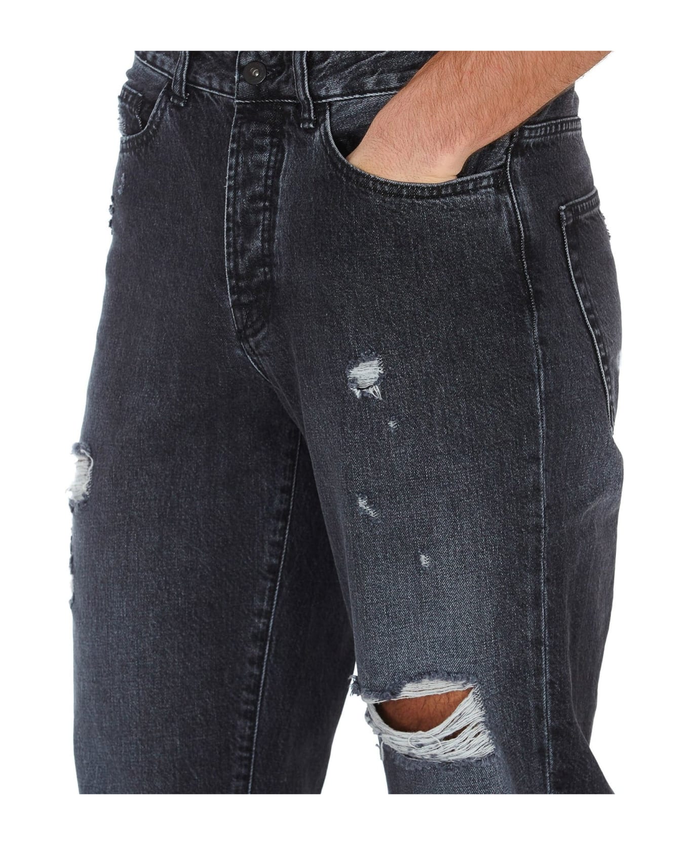 Marcelo Burlon County Of Milan Distressed Denim Jeans - Gray