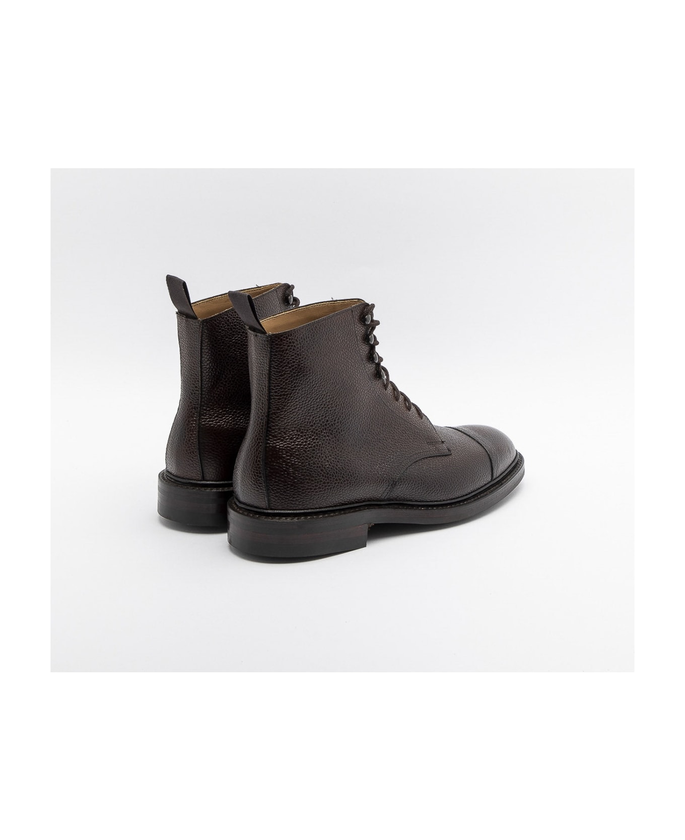 Crockett & Jones Dark Brown Scotch Grain Calf Derby Boot - Marrone