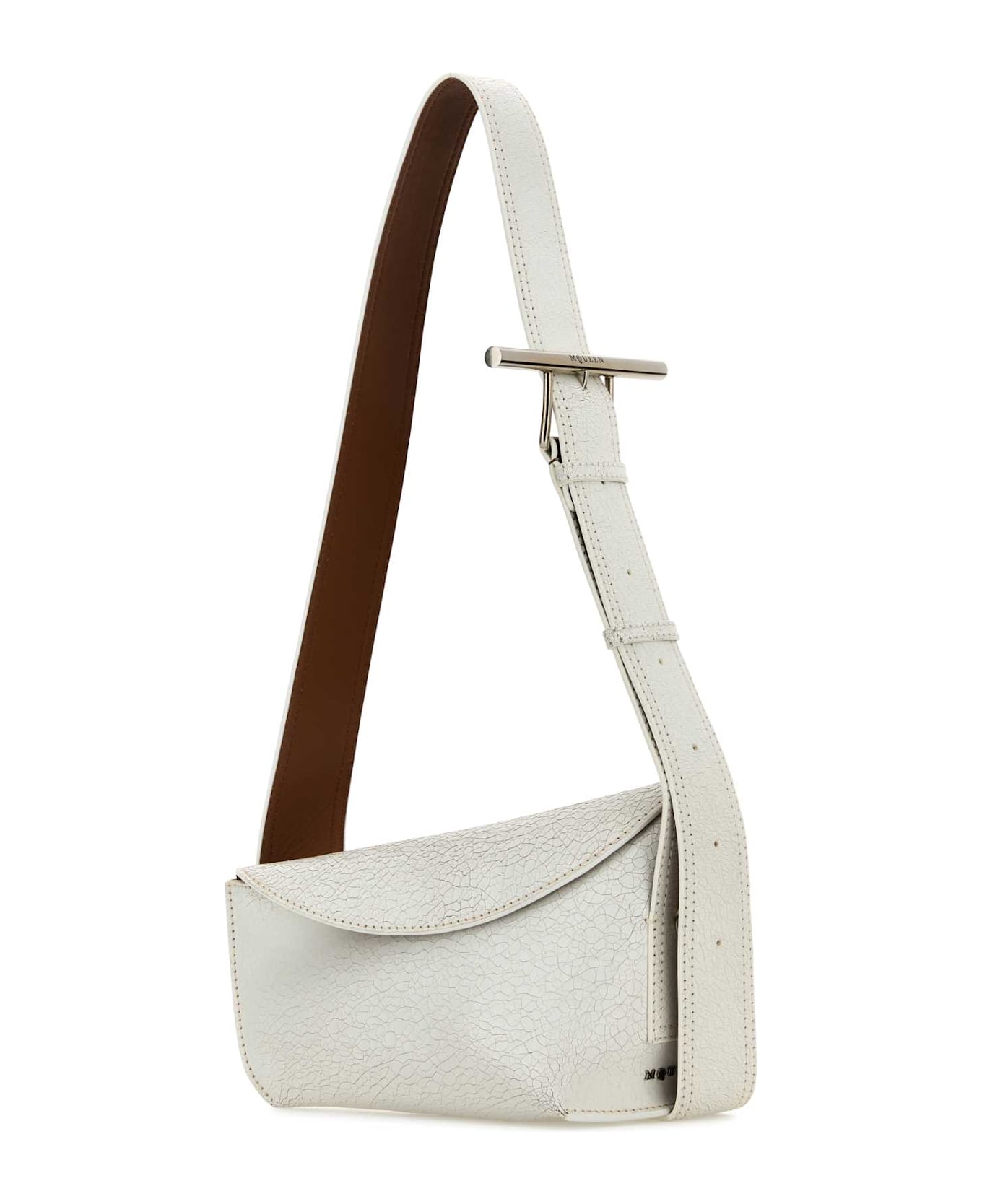 Alexander McQueen White Leather Sling Crossbody Bag - WHITECOGNACSILVER