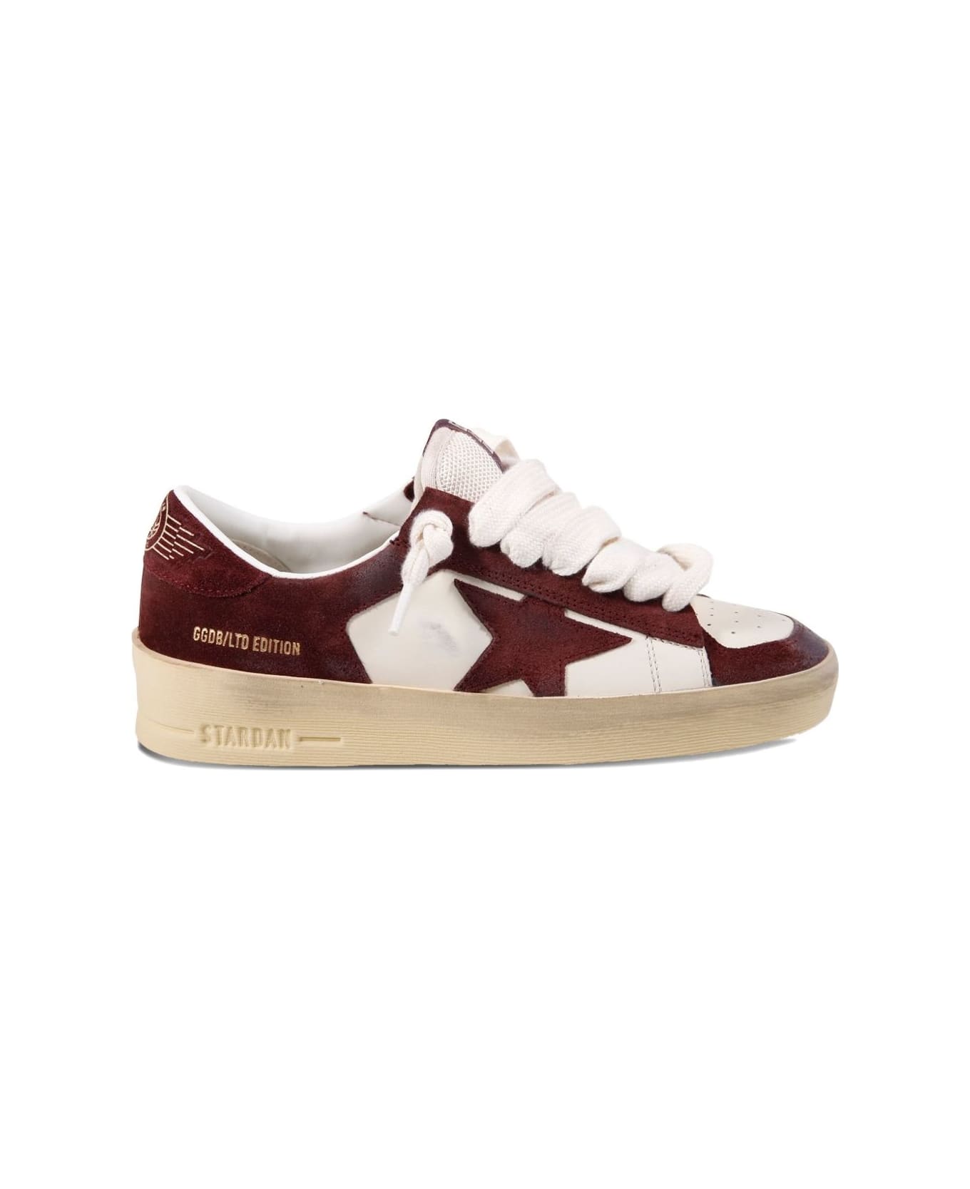 Golden Goose White And Brown Sneakers - Red