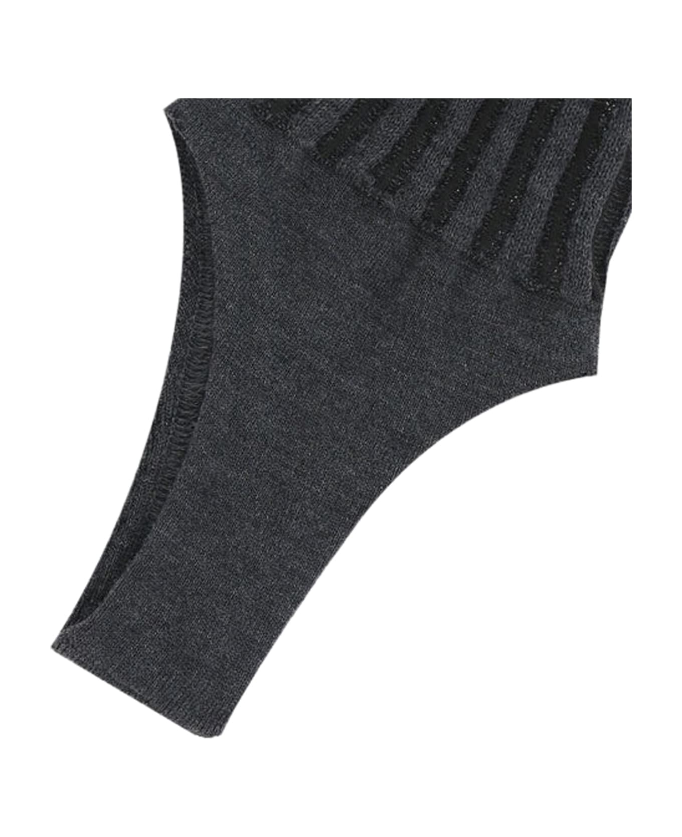 Durazzi Milano Knitted Ribbed Stirrup Leg Warmer - Grey Melange Pale Yellow Stripes 靴下＆タイツ