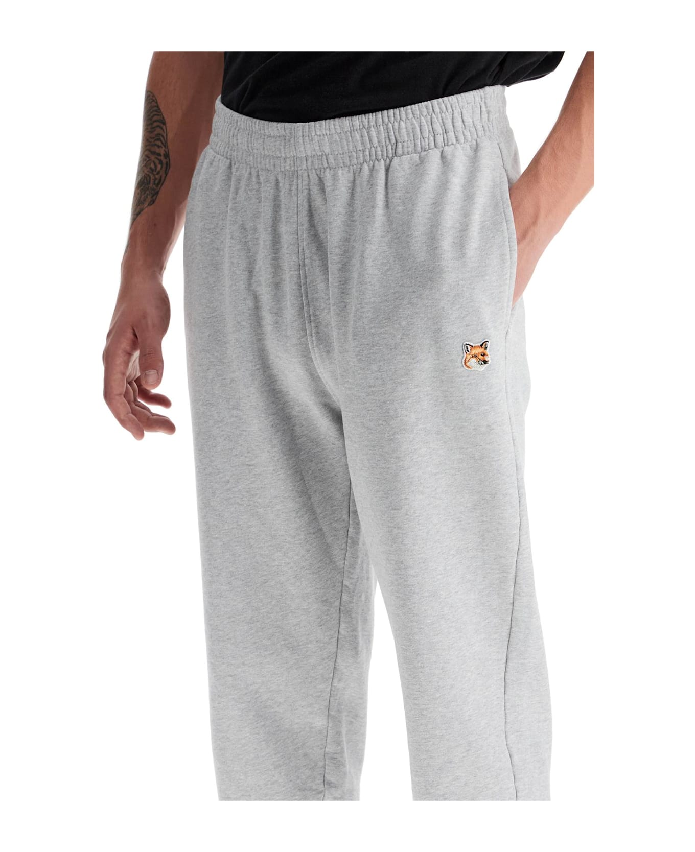 Maison Kitsuné Fox Head Jogging Pants - Light Grey Melange