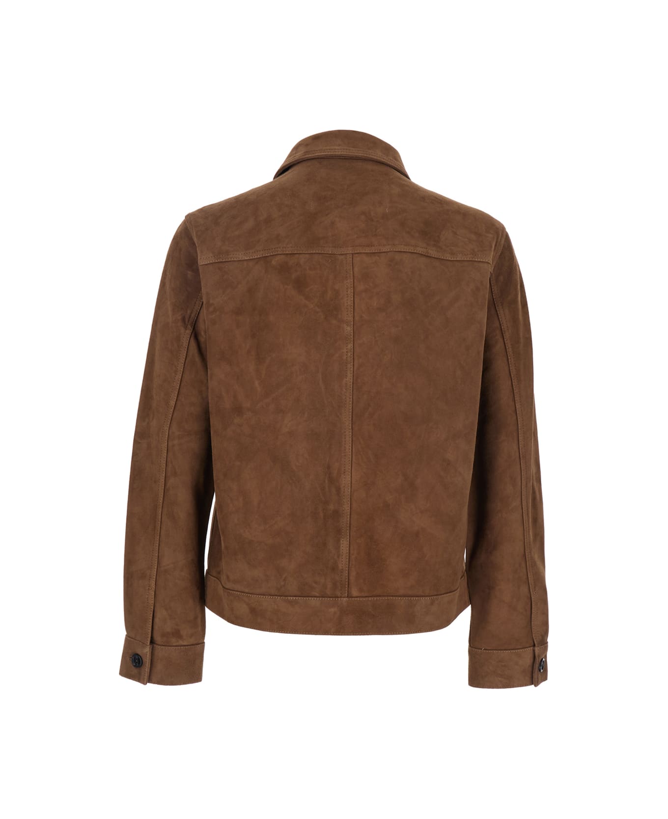 Ami Alexandre Mattiussi Brown Jacket With Tone-on-tone Logo On The Front In Suede Man - BROWN