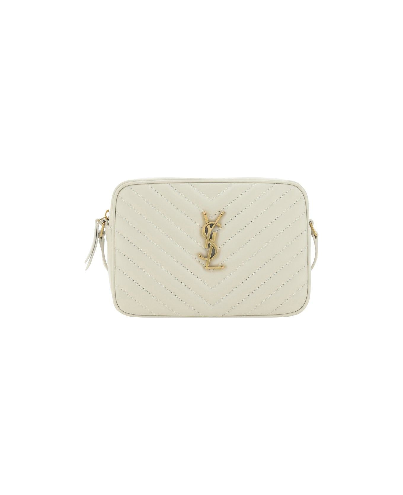 Saint Laurent Lou Zip-up Quilted Camera Bag - WHITE