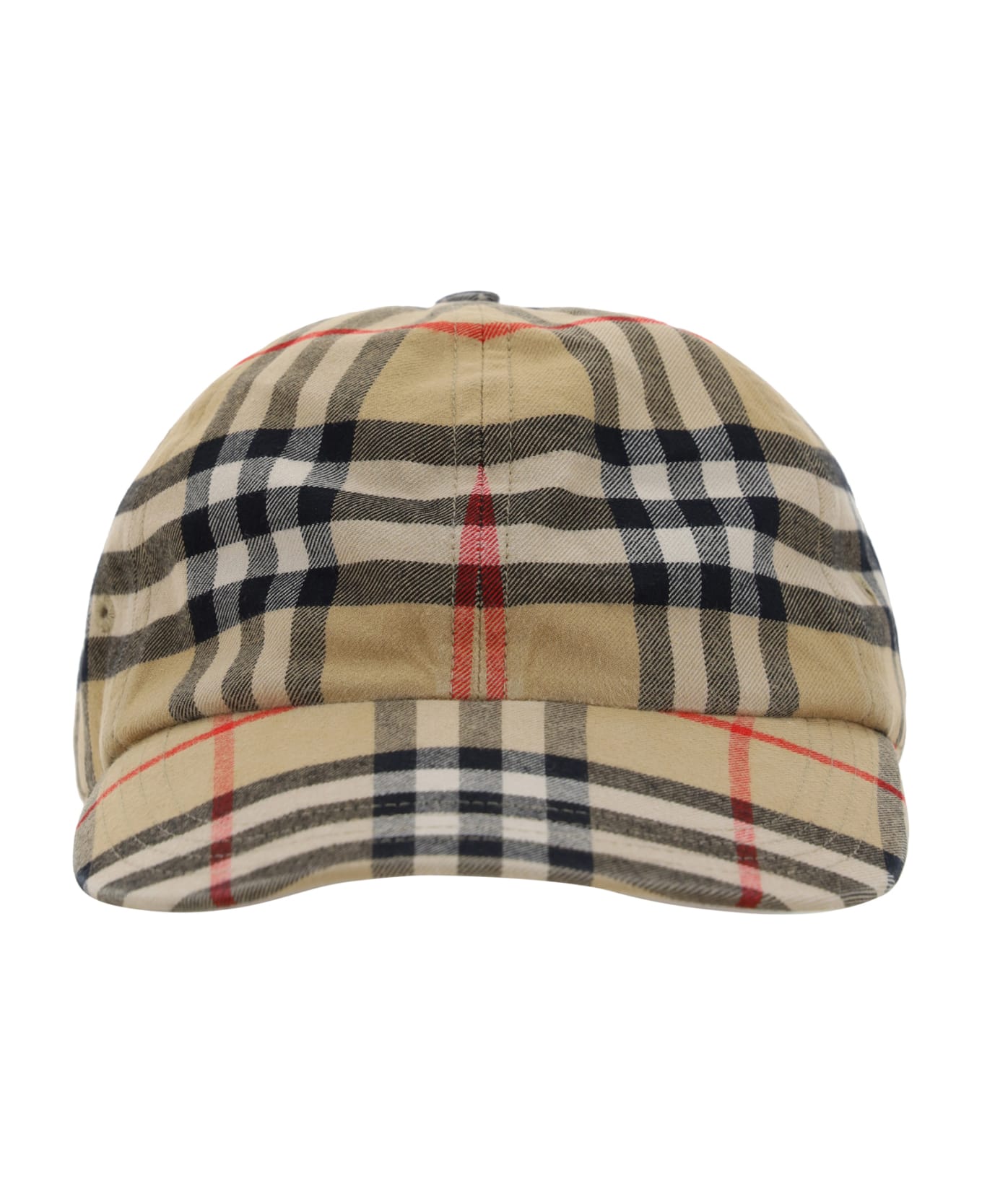 Burberry Baseball Cap With Check Print - Archive Beige