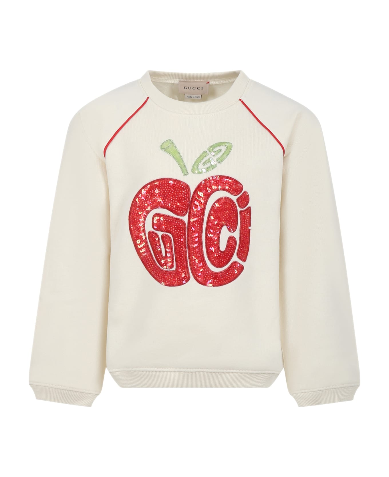 Gucci Ivory Sweatshirt For Girl With Logo - Ivory ニットウェア＆スウェットシャツ