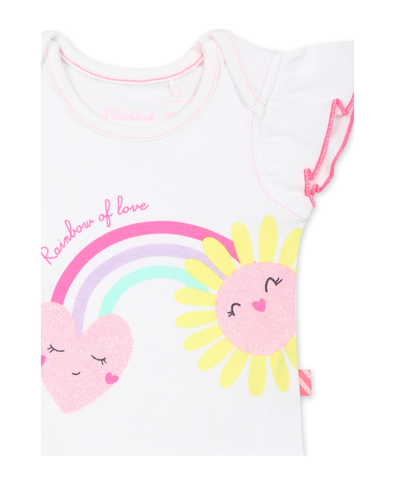 Billieblush White Bodysuit For Baby Girl With Rainbow - White