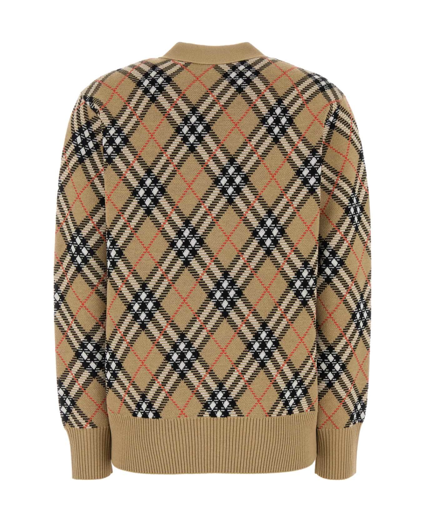Burberry Embroidered Wool Blend Cardigan - SANDSANDIPCHECK