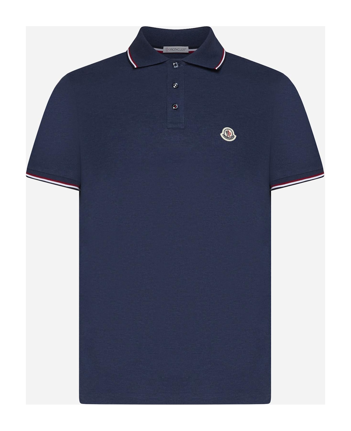Moncler Logo-patch Cotton Polo Shirt - MULTICOLOUR