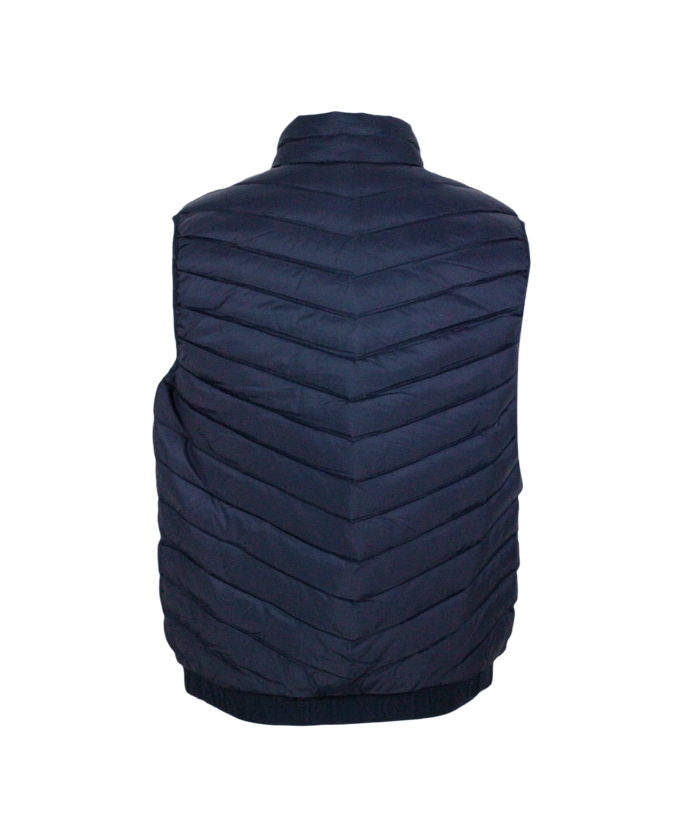Armani Collezioni Sleeveless sneakersy In Light Down Jacket With Logoed And Elasticated Bottom And Zip Closure - Blu