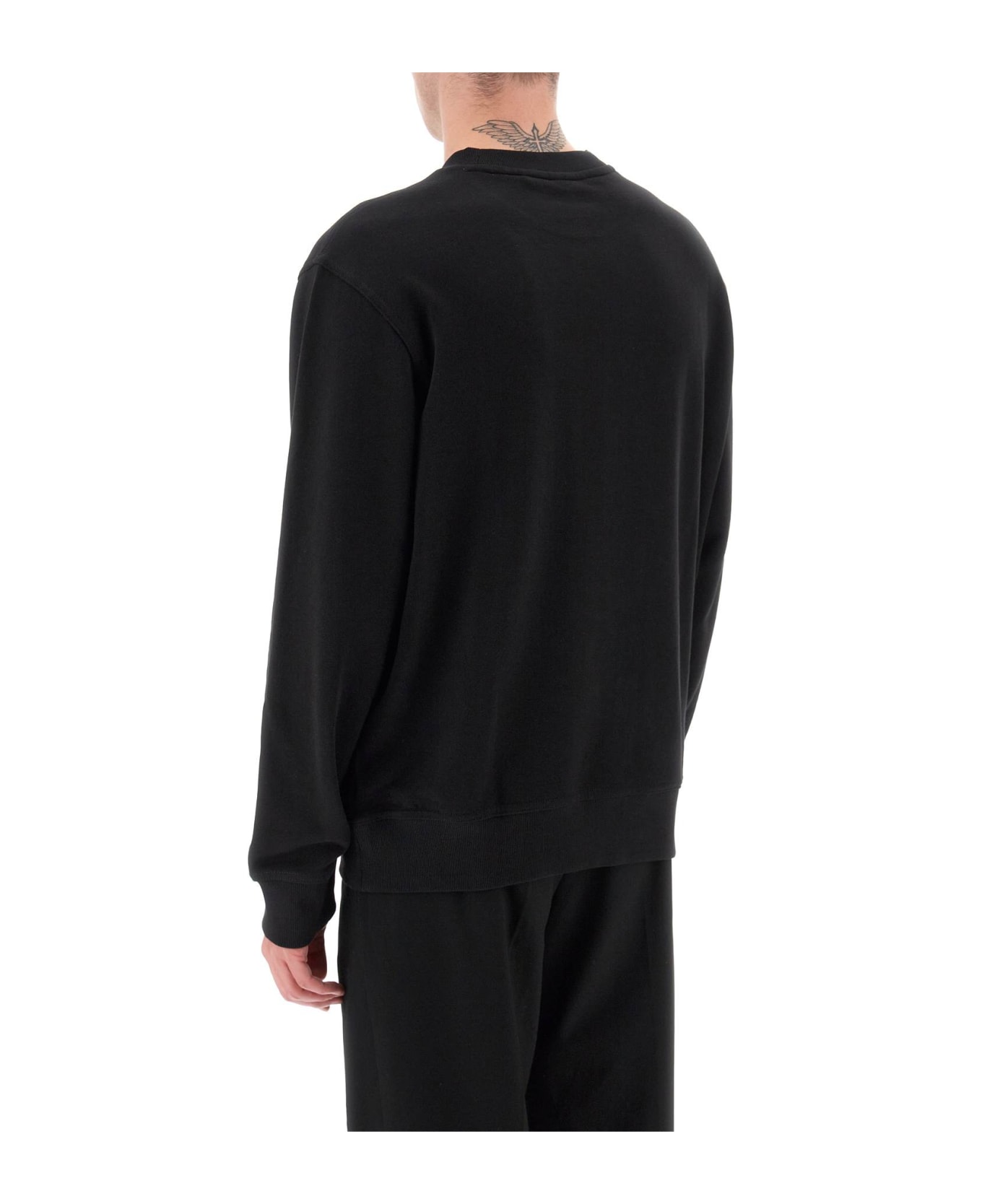 Hugo Boss Crew-neck Sweatshirt With Logo Print - BLACK