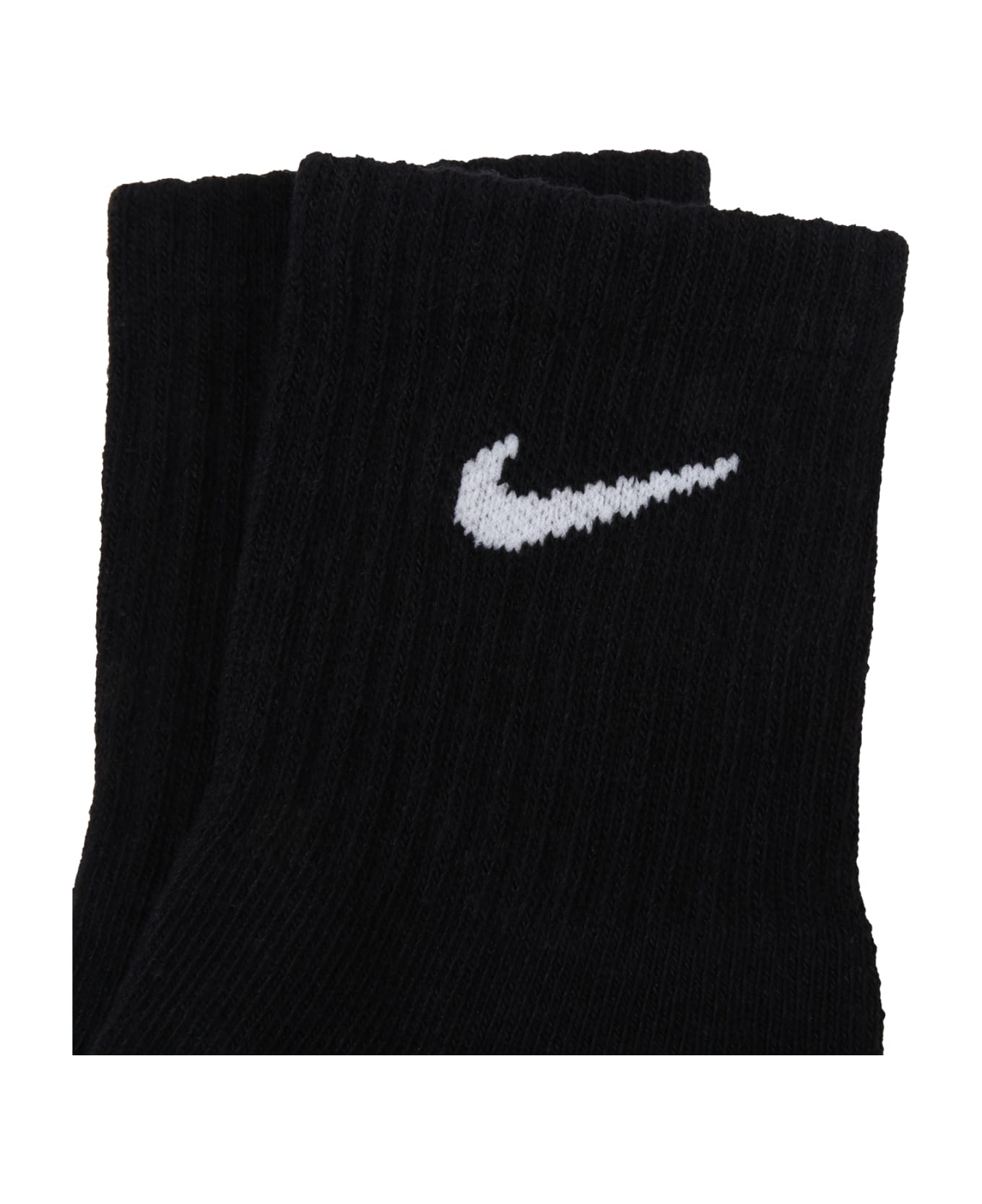 Nike Black Socks For Kids With White Logo - Black