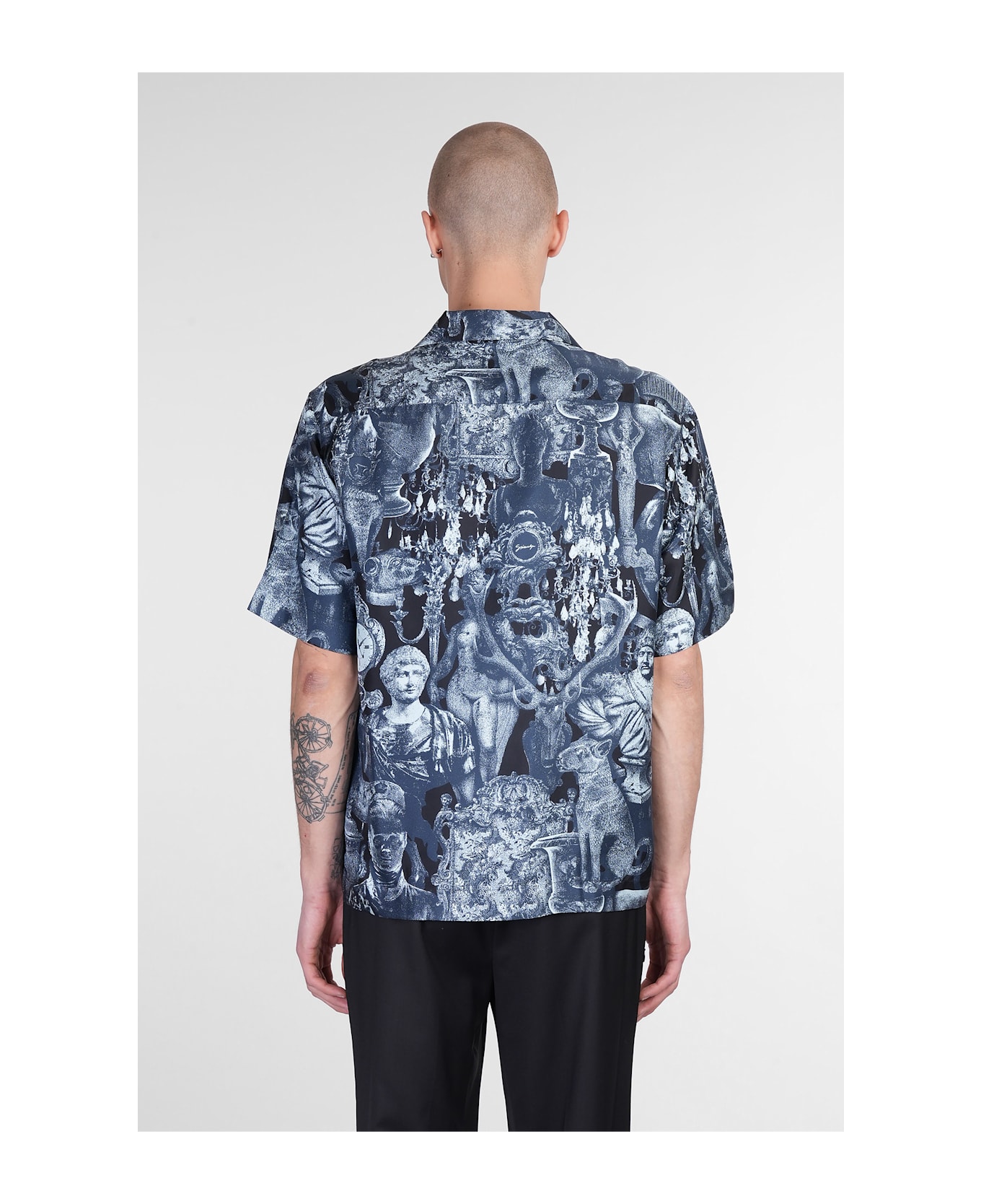 Shirt In Blue Silk - Thumbnail 4