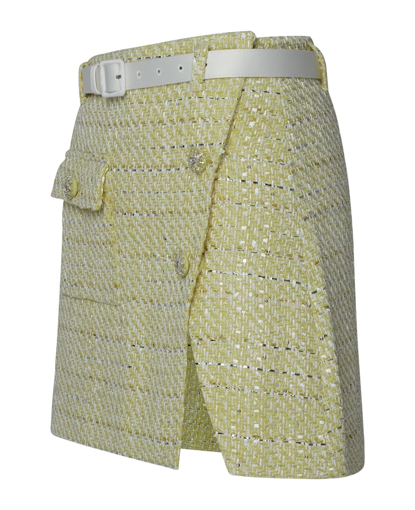self-portrait Bouclè Miniskirt In Yellow Polyester Blend - Yellow スカート