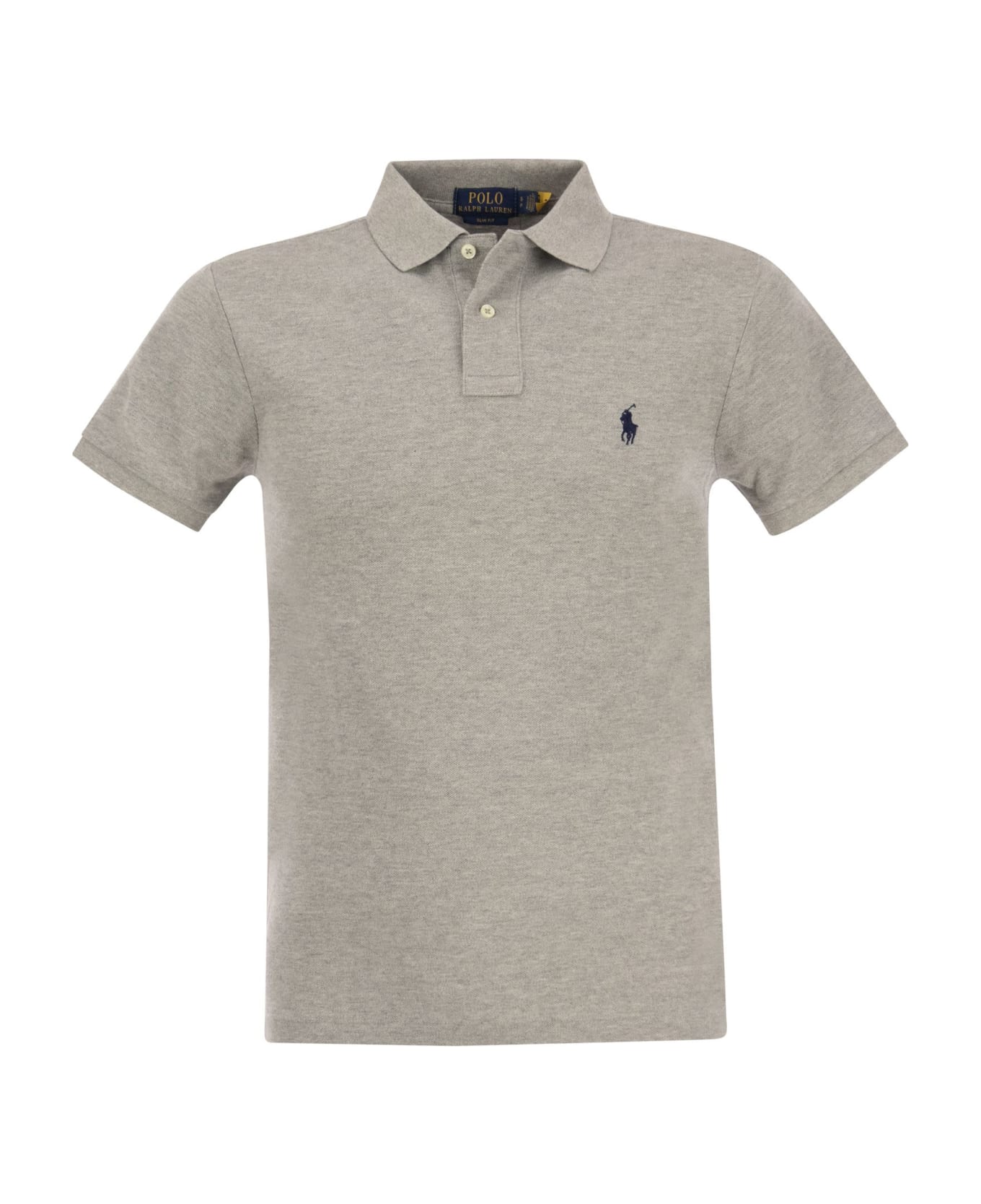 Ralph Lauren Slim Fit Mesh Polo Shirt - Grey ポロシャツ