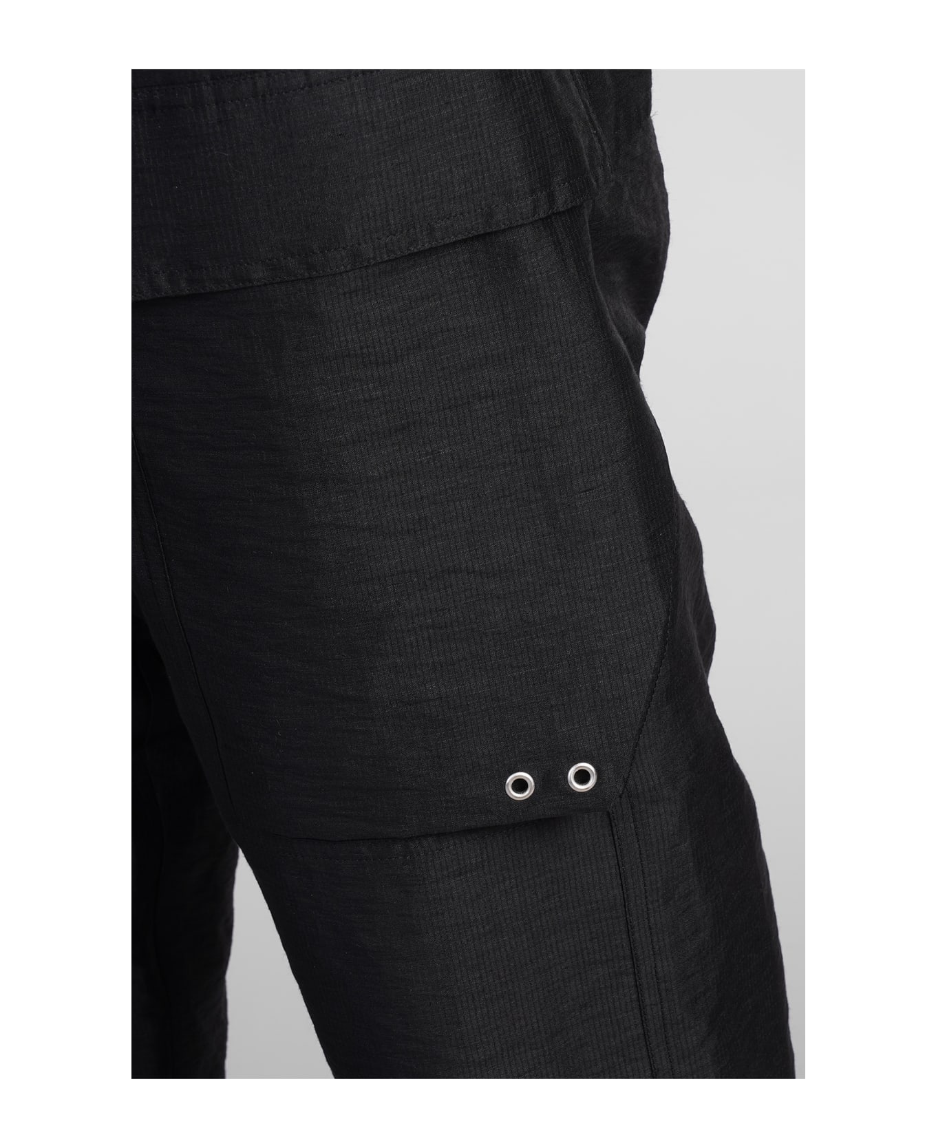 Rick Owens Cargo Cropped  Pants In Black Linen - black