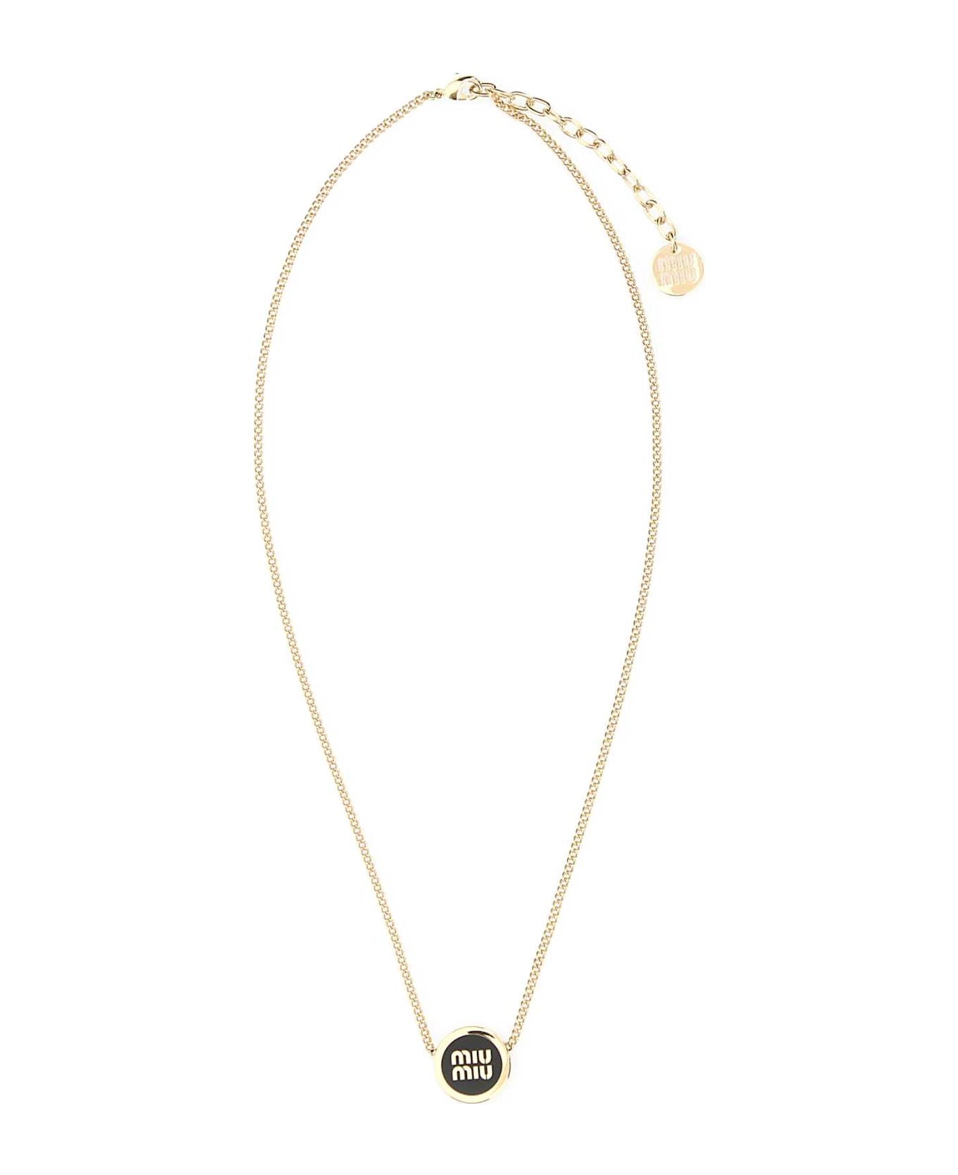 Miu Miu Gold Metal Necklace - NERO