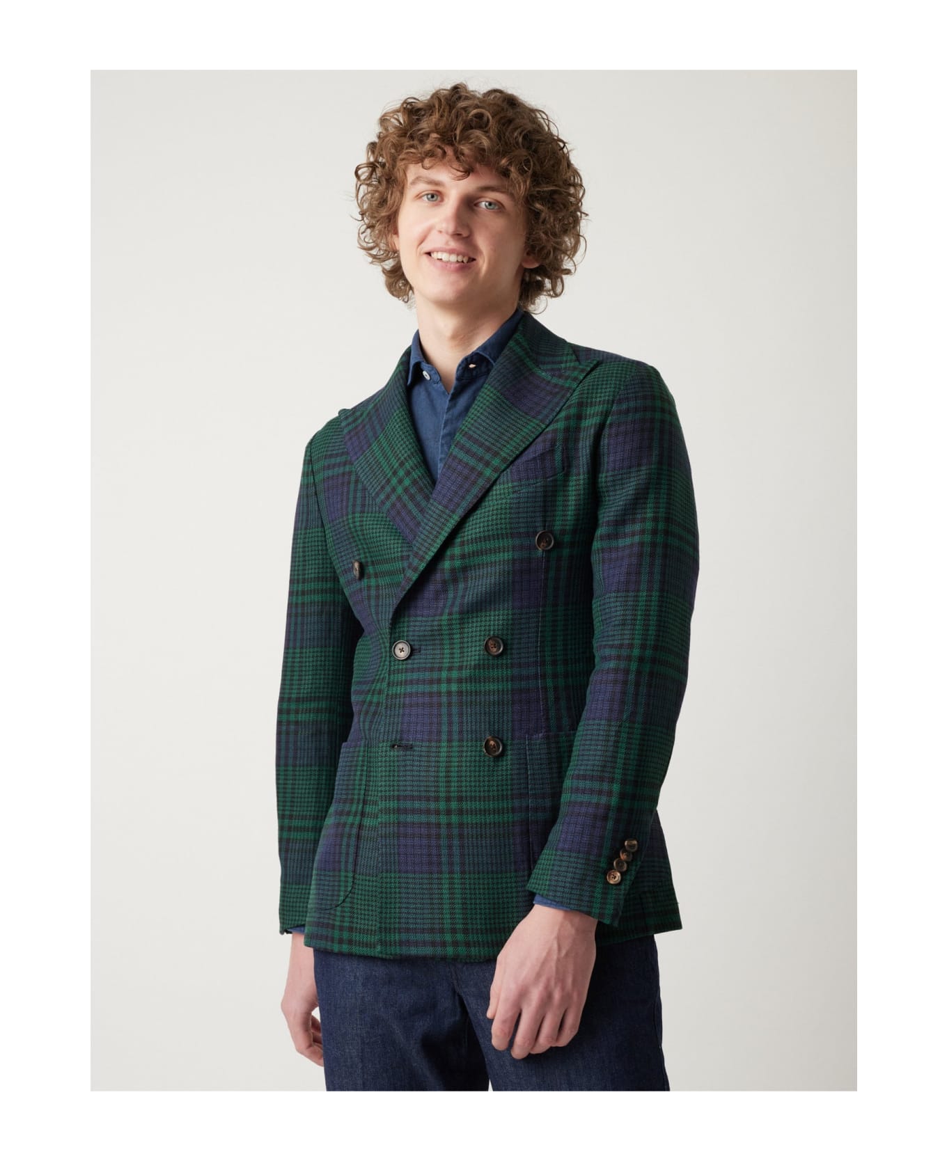 doppiaa Aaradeo Tartan Double-breasted Jacket