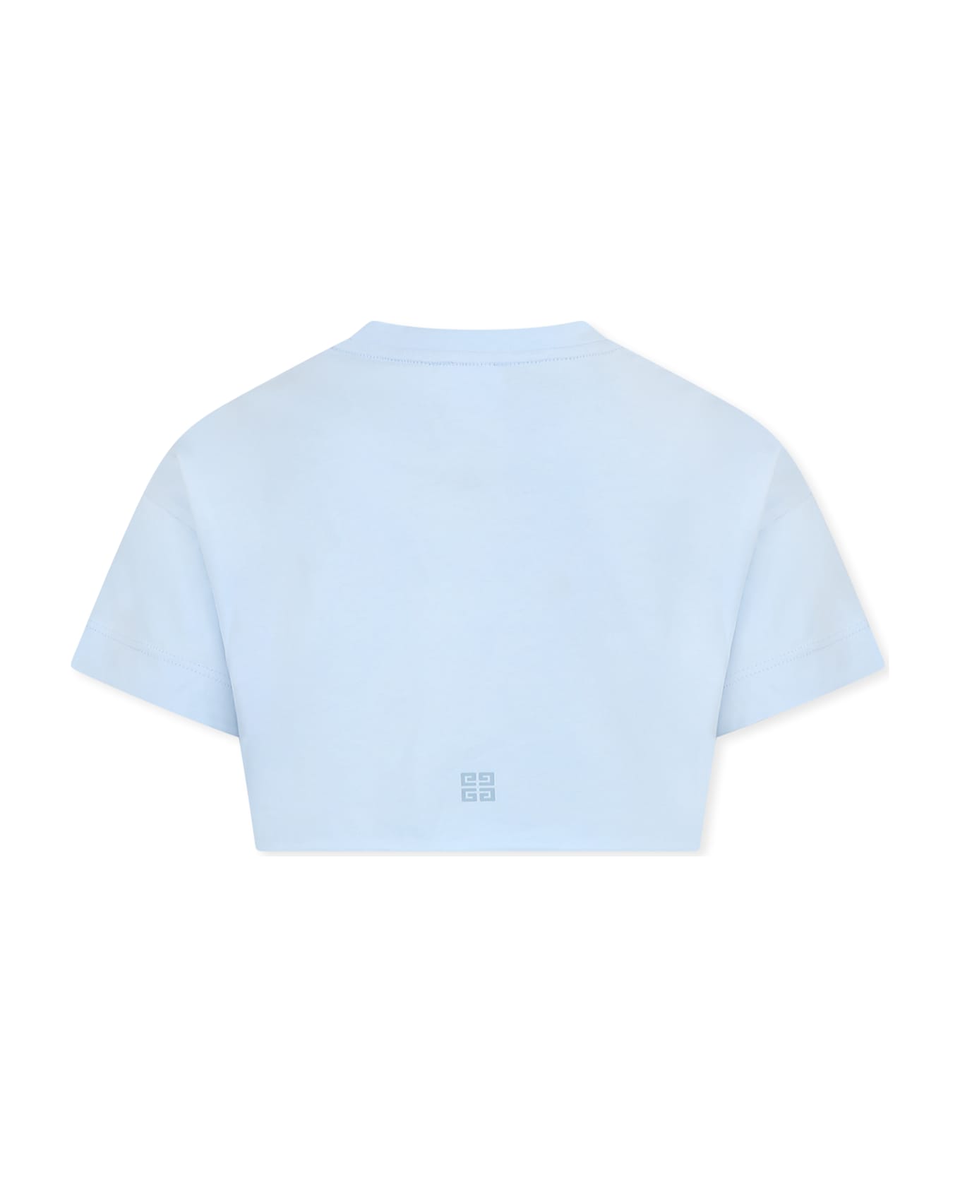 Givenchy Light Blue Crop T-shirt For Girl With Logo - Light Blue