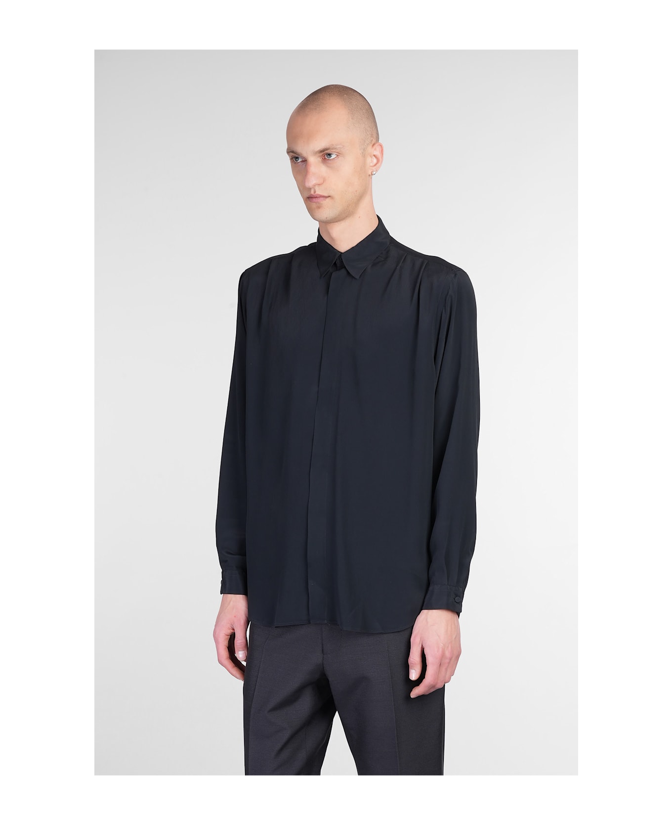 Lardini Shirt In Black Silk - black