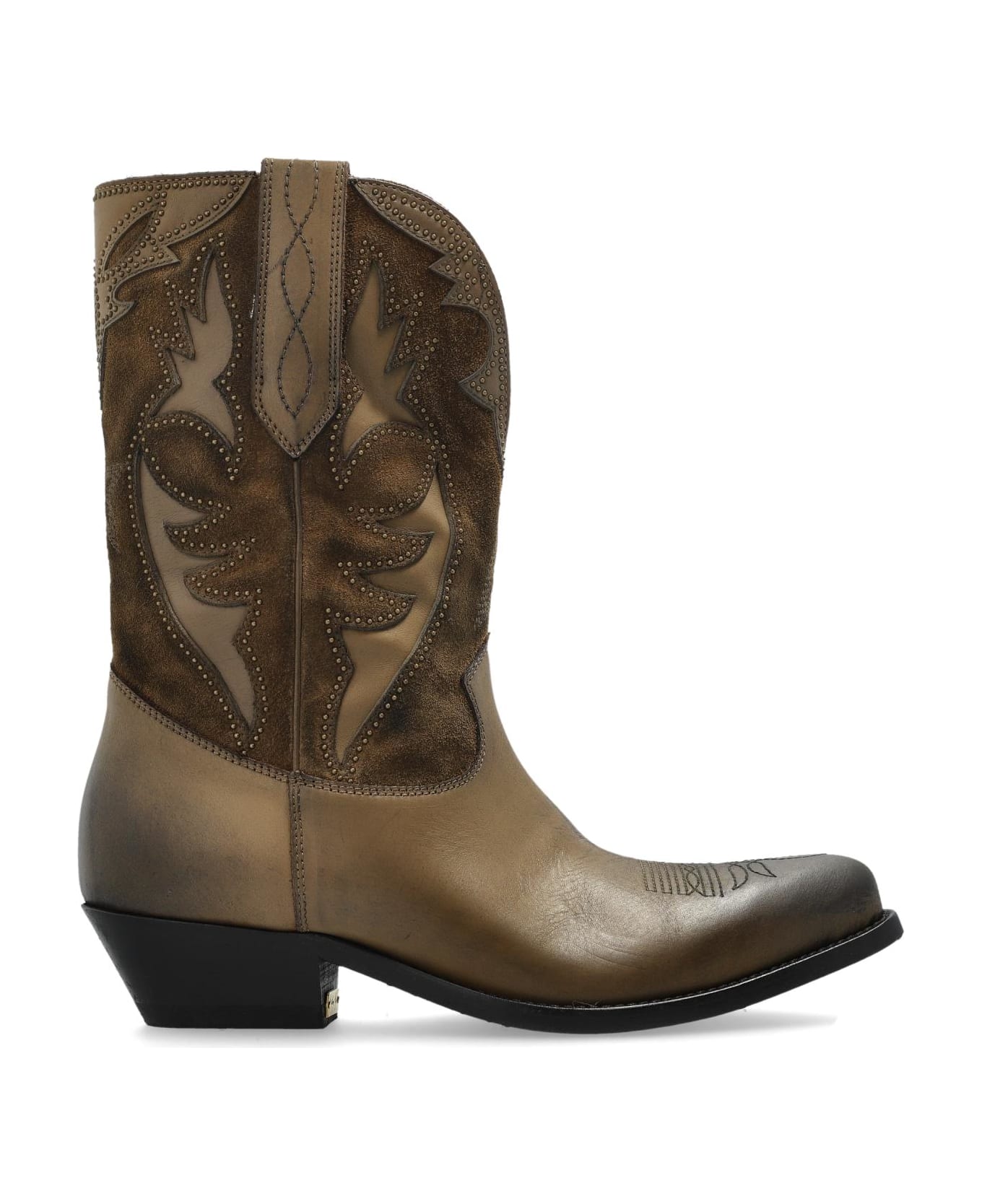 Golden Goose Leather Cowboy Boots 
wish Star
 - Kaki