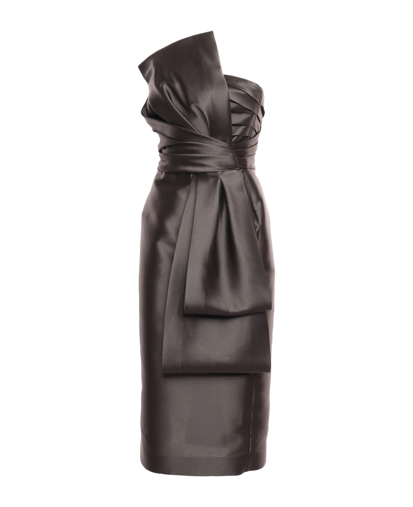 Alberta Ferretti Mikado Bustier Dress - BLACK