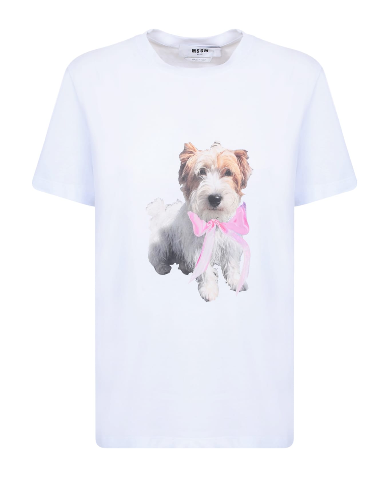 MSGM Dog Print White T-shirt - White