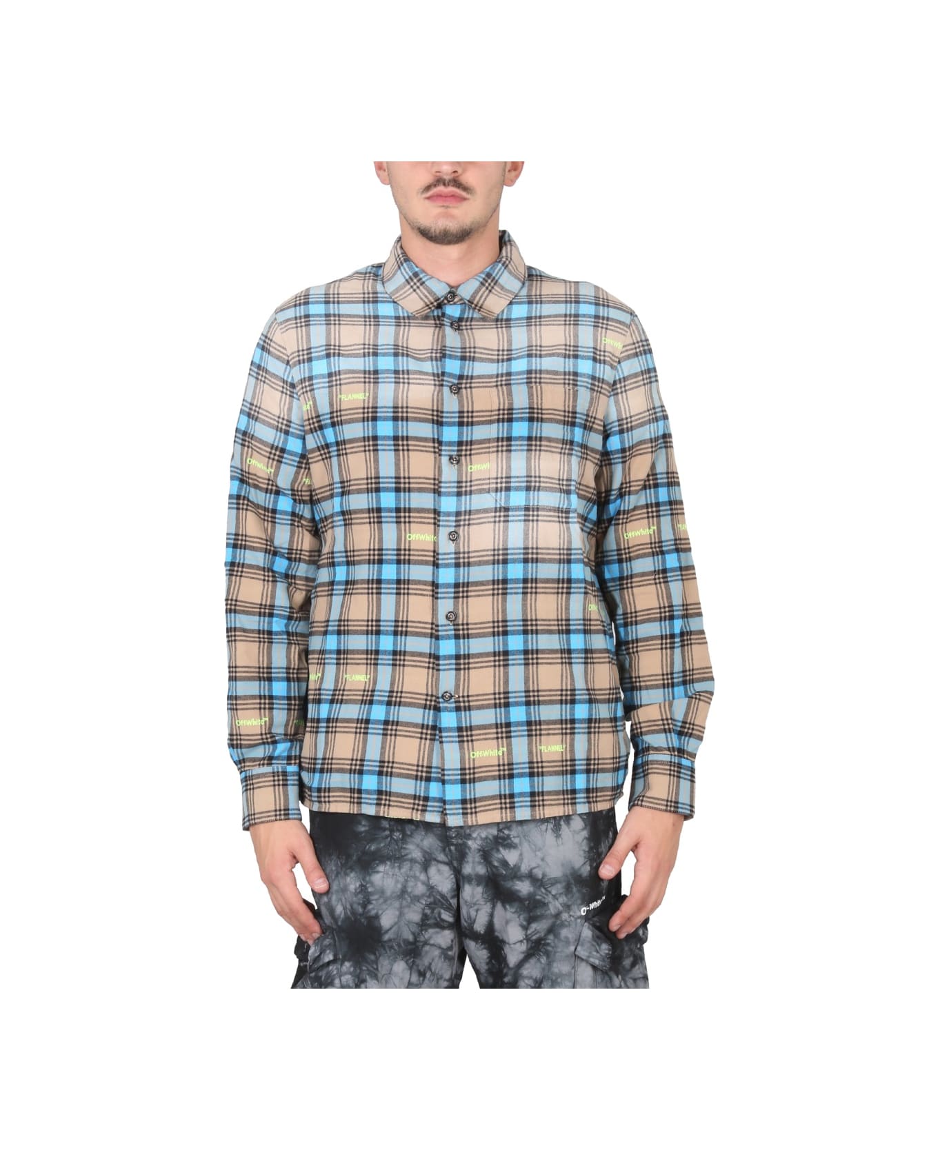 Off-White Shirt With Check Pattern - BEIGE シャツ